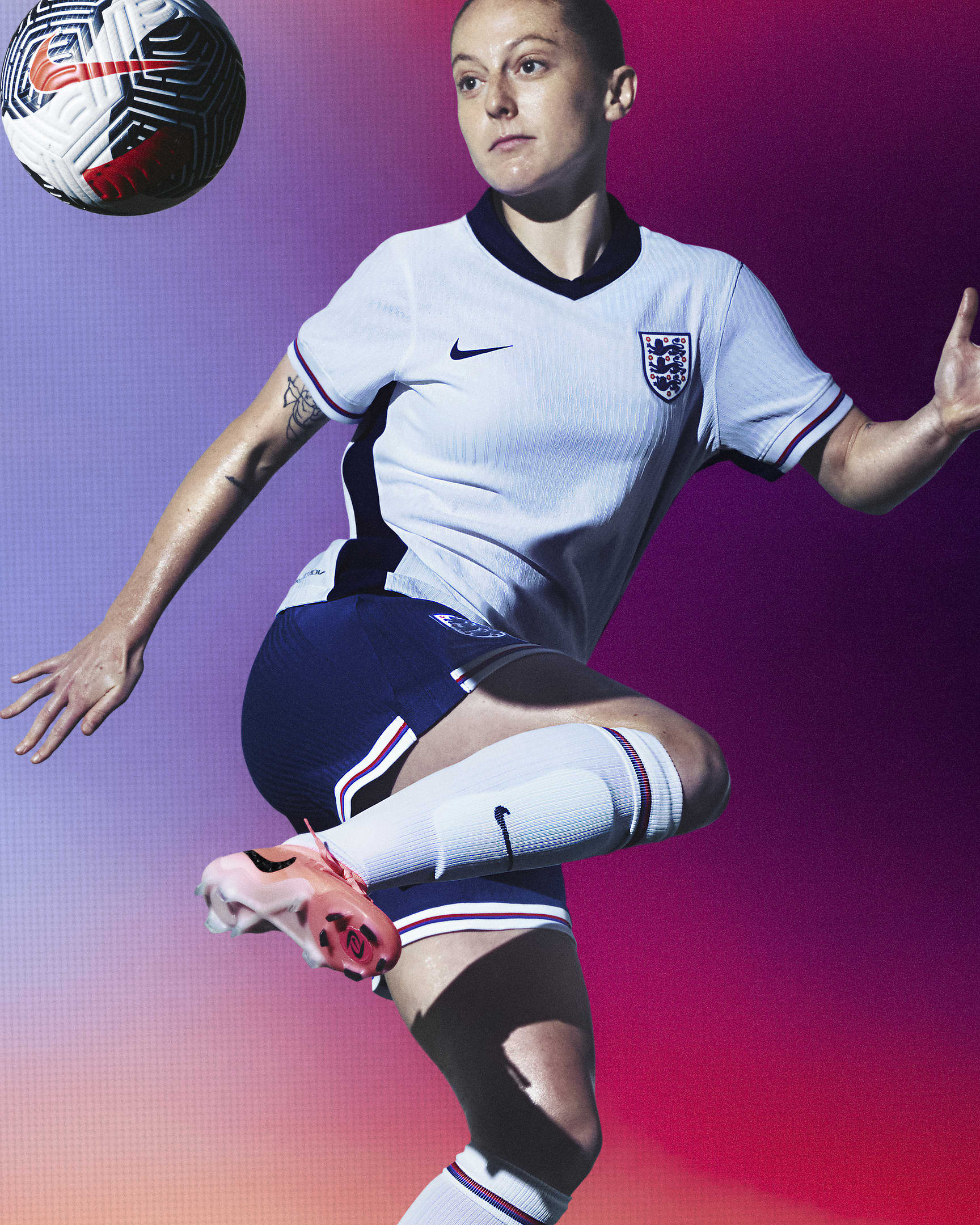 England (Women's Team) 2024/25 Stadium Home Nike Replika-Fußballtrikot mit Dri-FIT-Technologie (Damen) - Weiß/Weiß/Blue Void