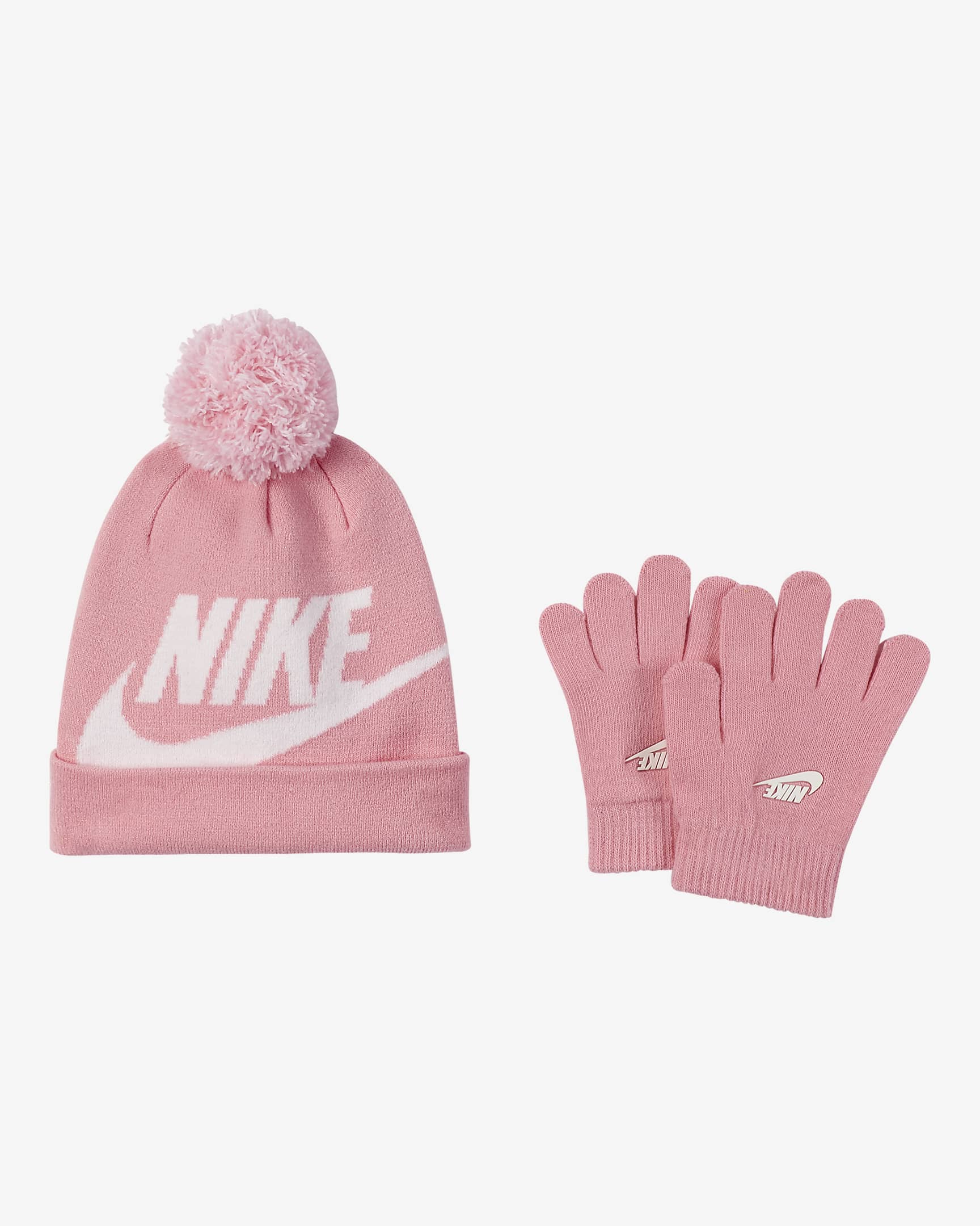 Zestaw czapka i rękawiczki dla małych dzieci Nike - Bubblegum