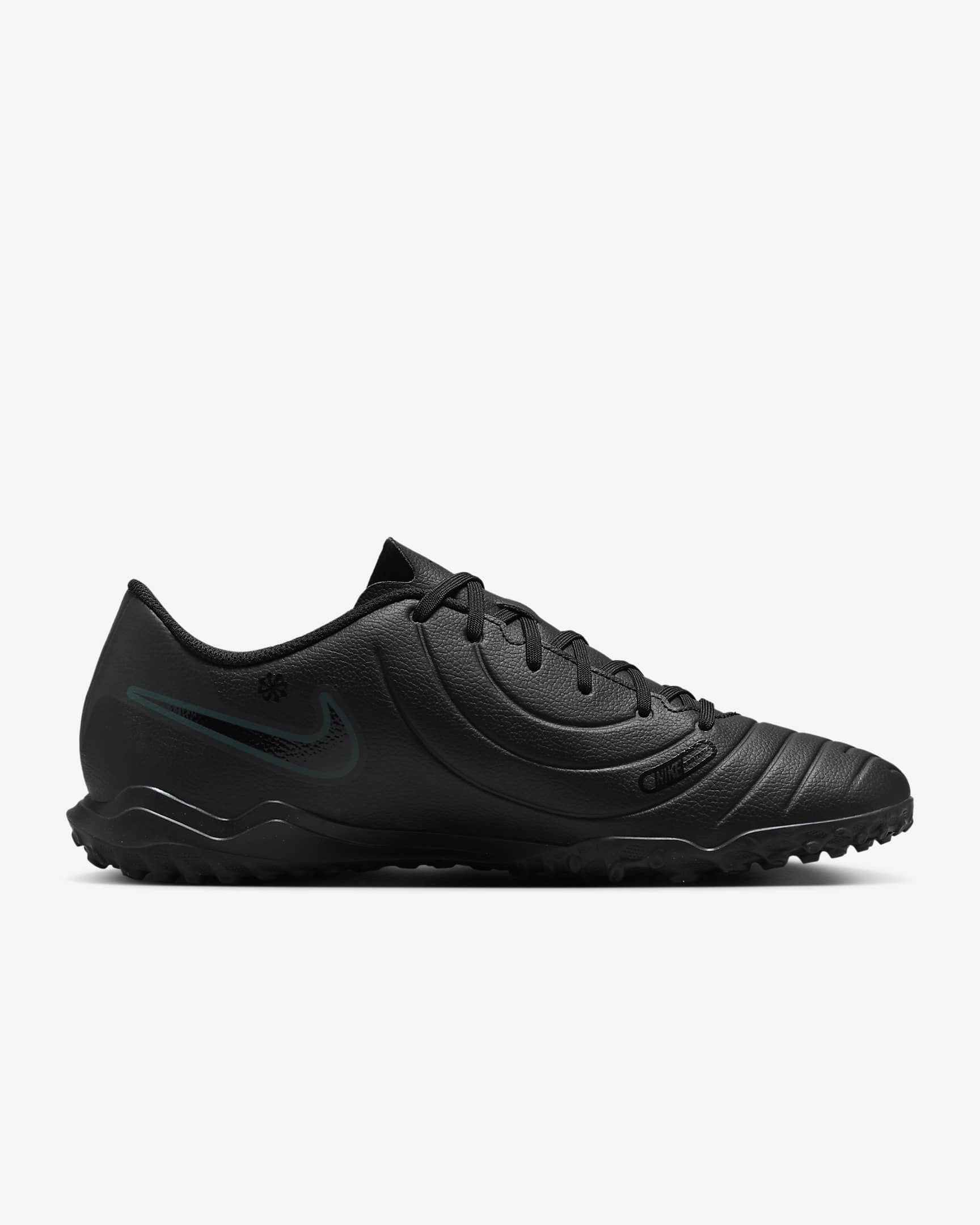 Nike Tiempo Legend 10 Club Low-Top-Fußballschuh für Turf - Schwarz/Deep Jungle/Schwarz