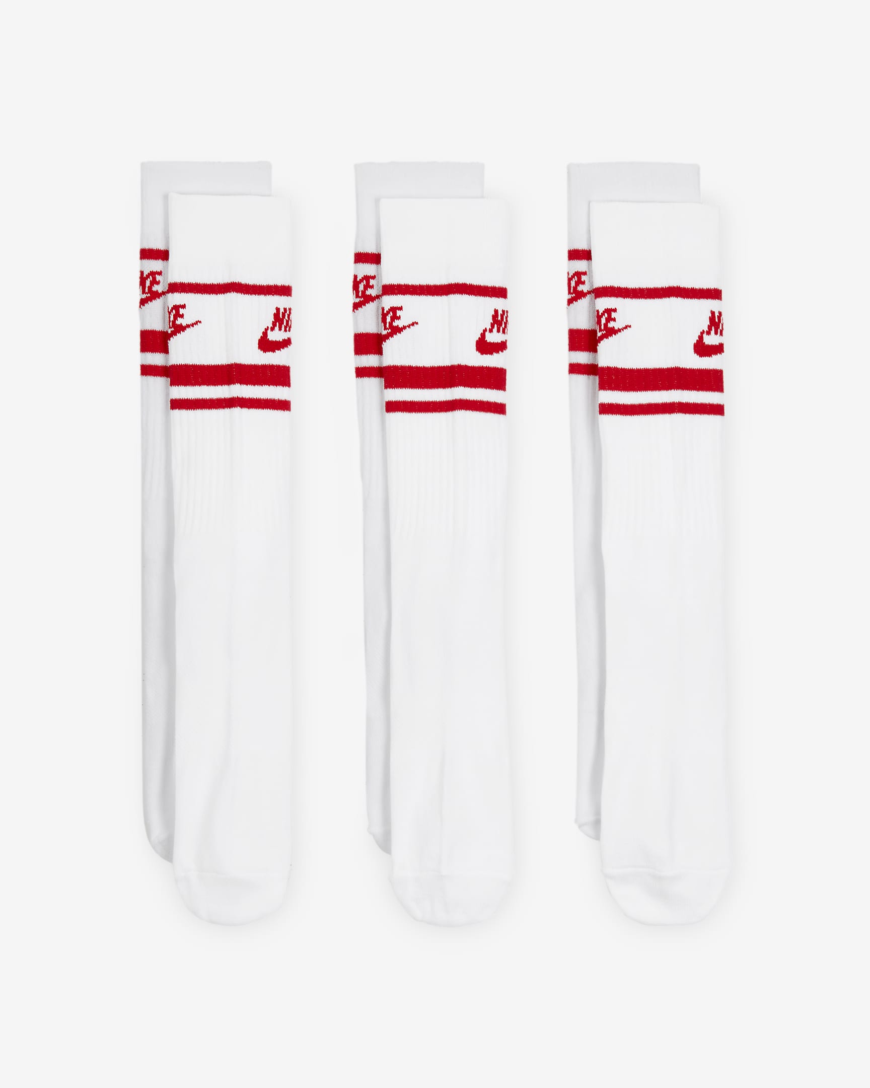 Chaussettes mi-mollet Nike Sportswear Dri-FIT Everyday Essential (3 paires) - Blanc/University Red/University Red