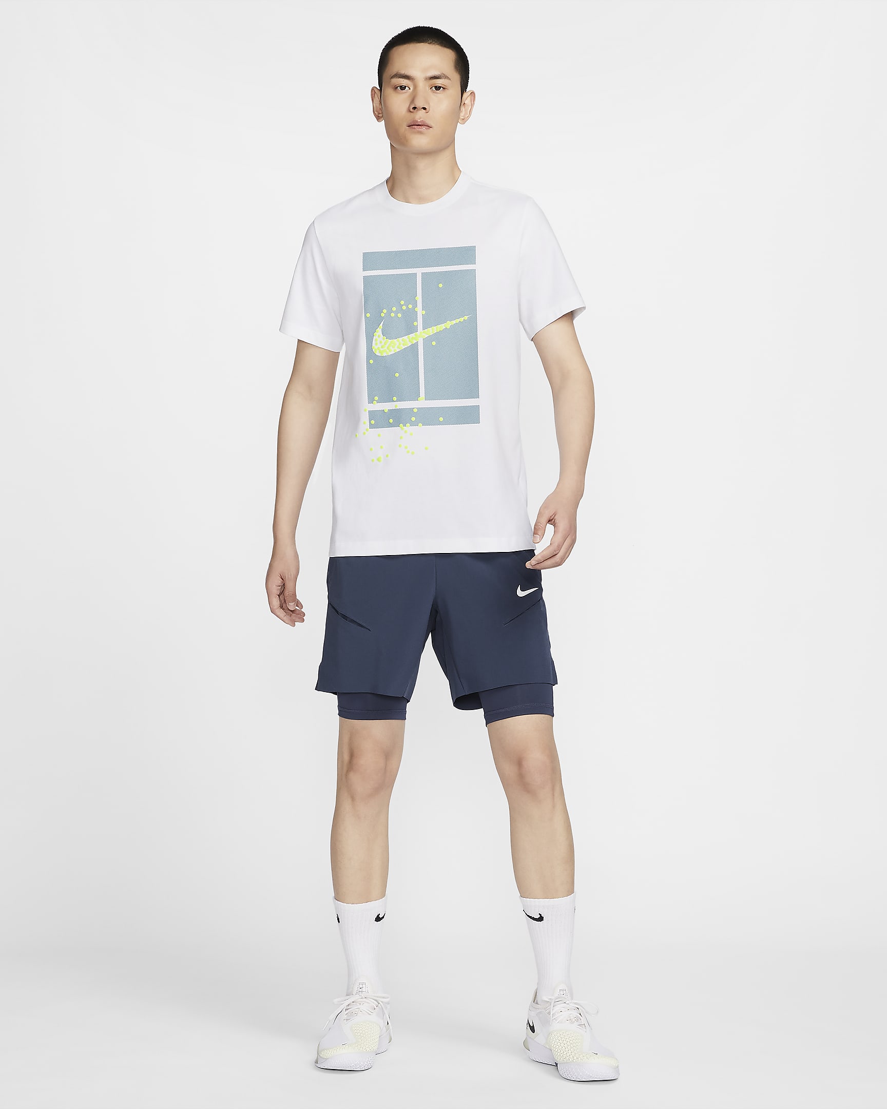 เสื้อยืดเทนนิสผู้ชาย NikeCourt - ขาว