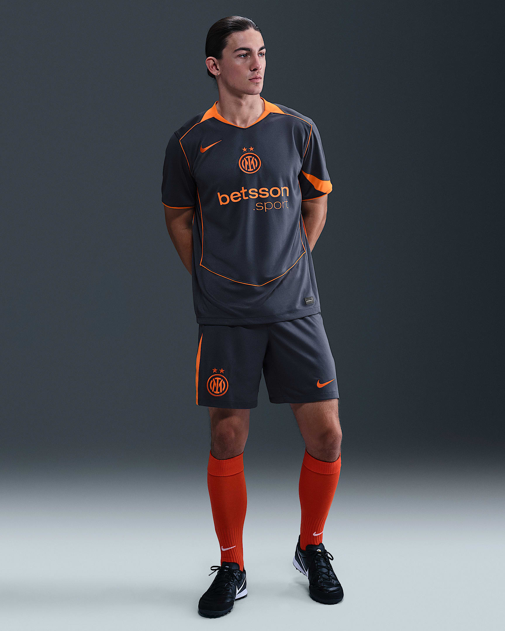 Inter Mailand 2025/26 Stadium Third Total 90 Replika-Fußballshorts mit Nike Dri-FIT-Technologie (Herren) - Thunder Blue/Safety Orange/Safety Orange