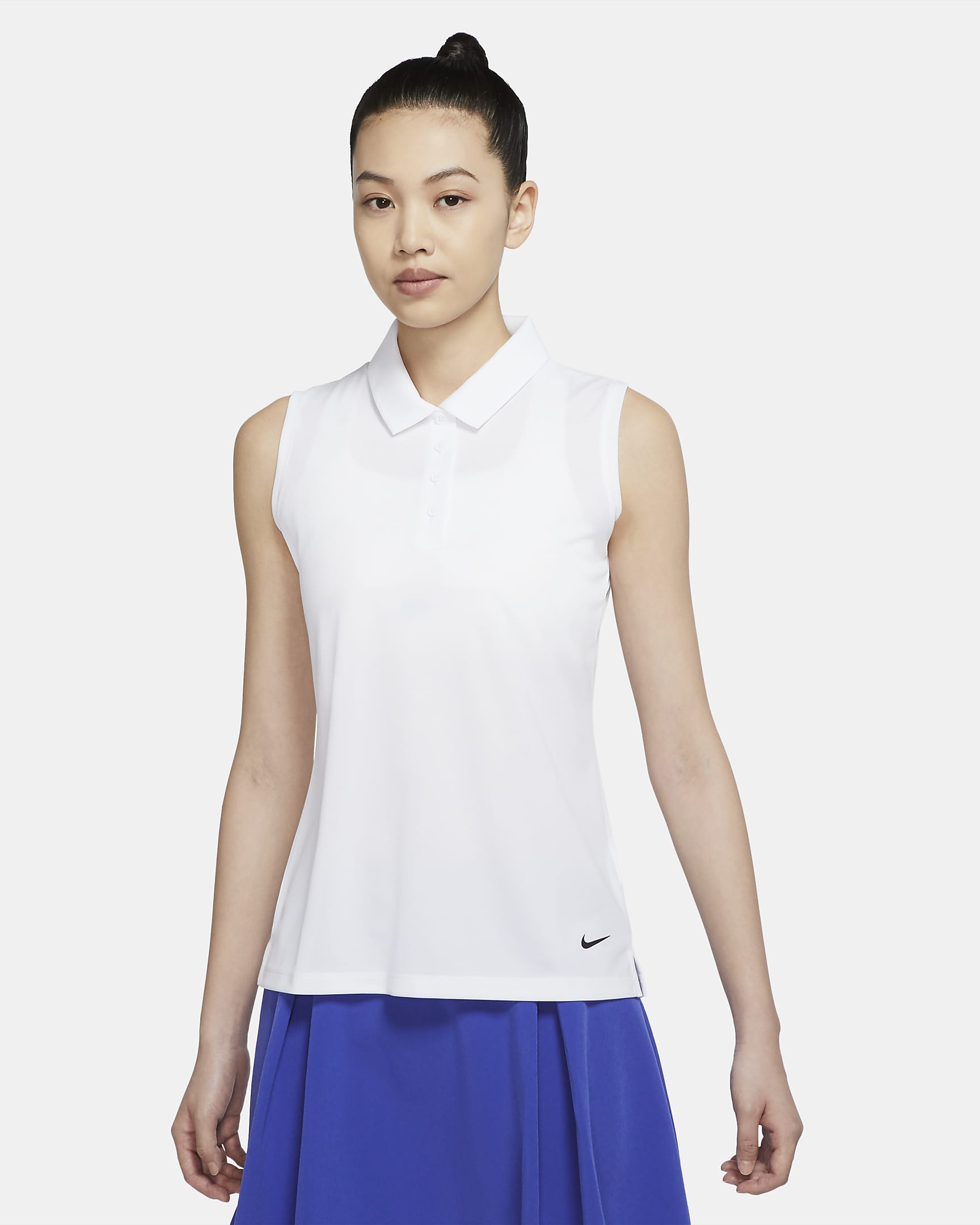 Nike Dri-FIT Victory 女款無袖高爾夫球衫 - 白色/黑色