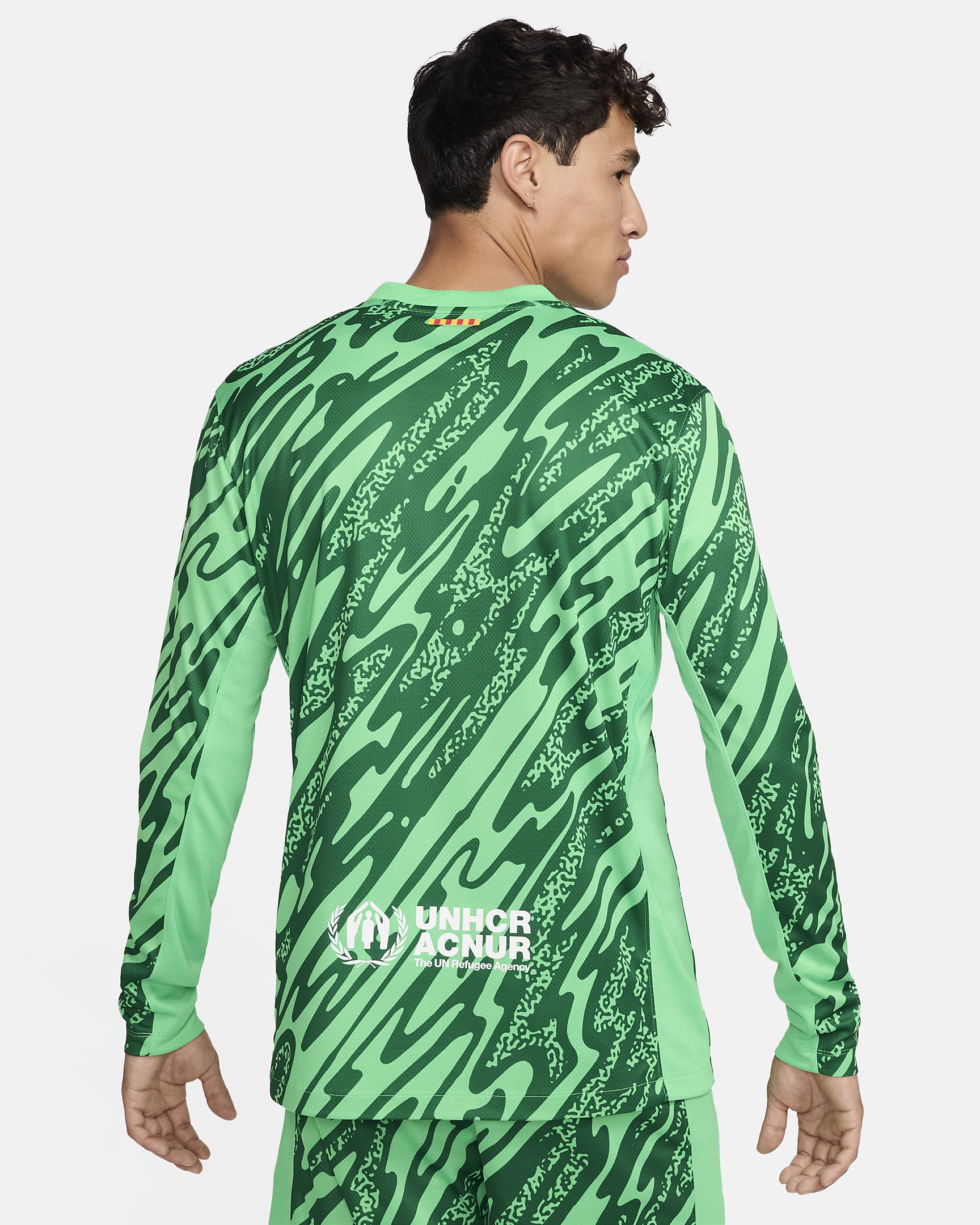 FC Barcelona 2024/25 Stadium Goalkeeper Men's Nike Soccer Replica Long-Sleeve Jersey - Green Spark/Green Spark/Pine Green/White