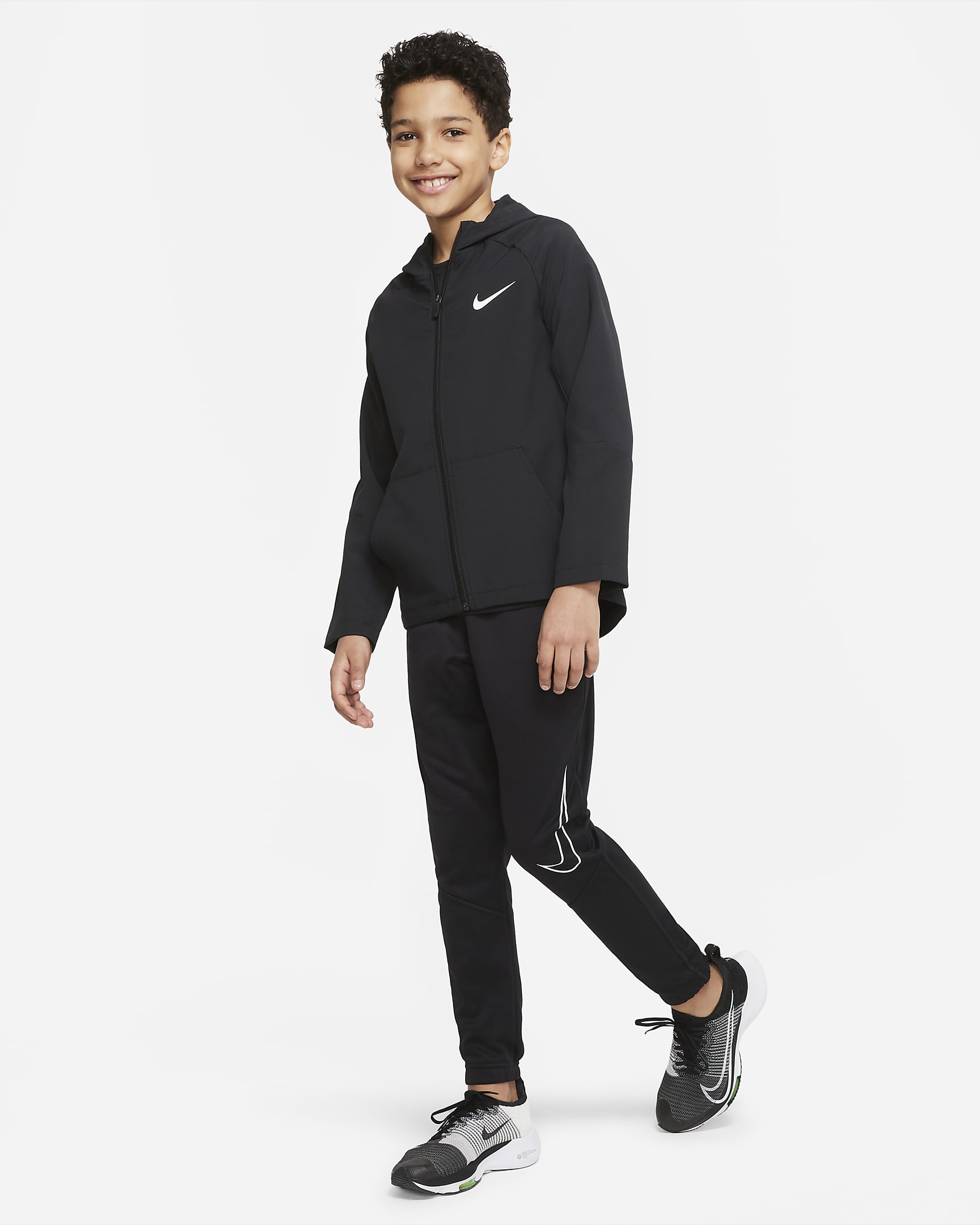 Veste de training tissée Nike Dri-FIT pour Garçon plus âgé - Noir/Noir/Noir/Blanc