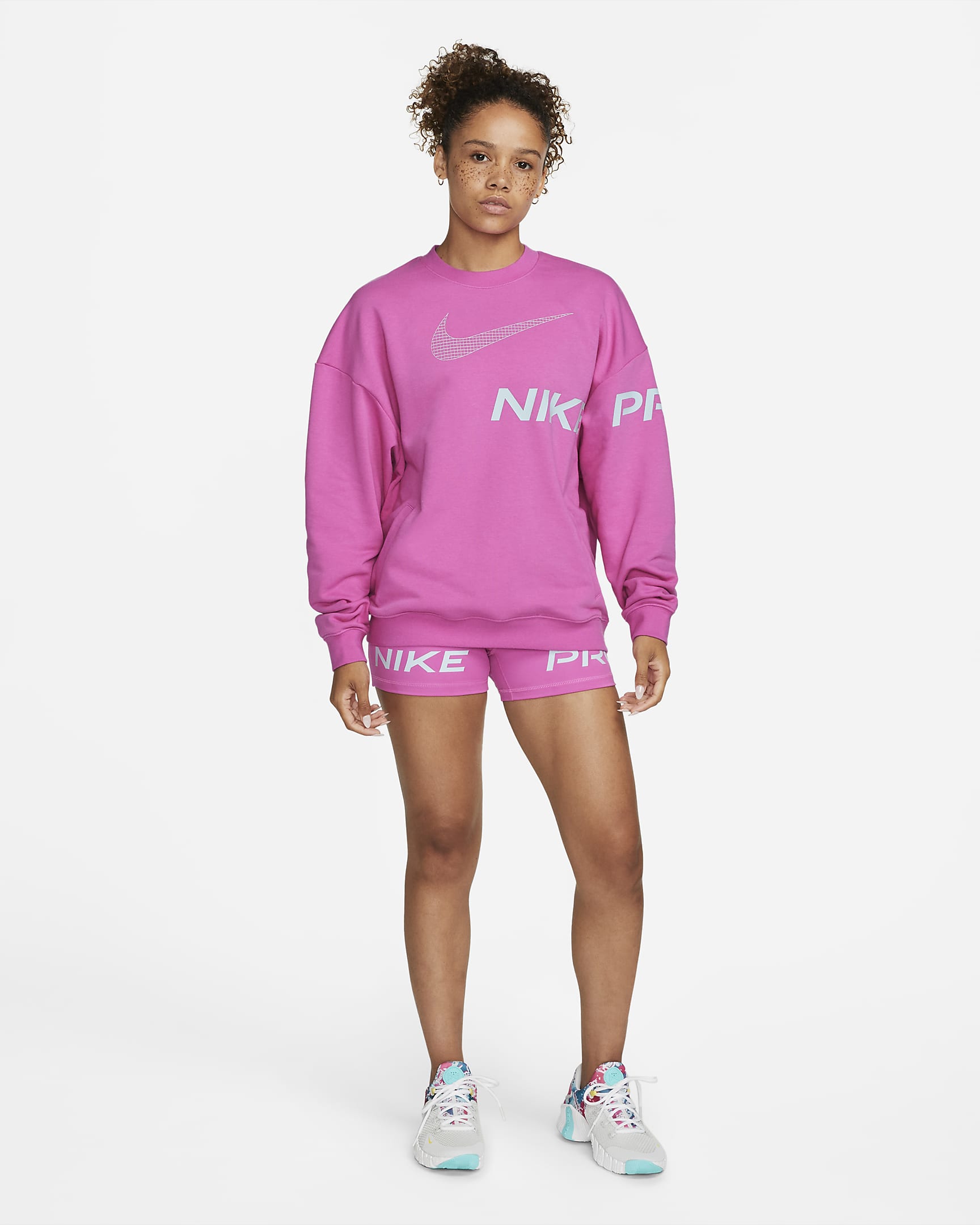 Nike Dri-FIT Get Fit Women's French Terry Graphic Crew-Neck Sweatshirt ...