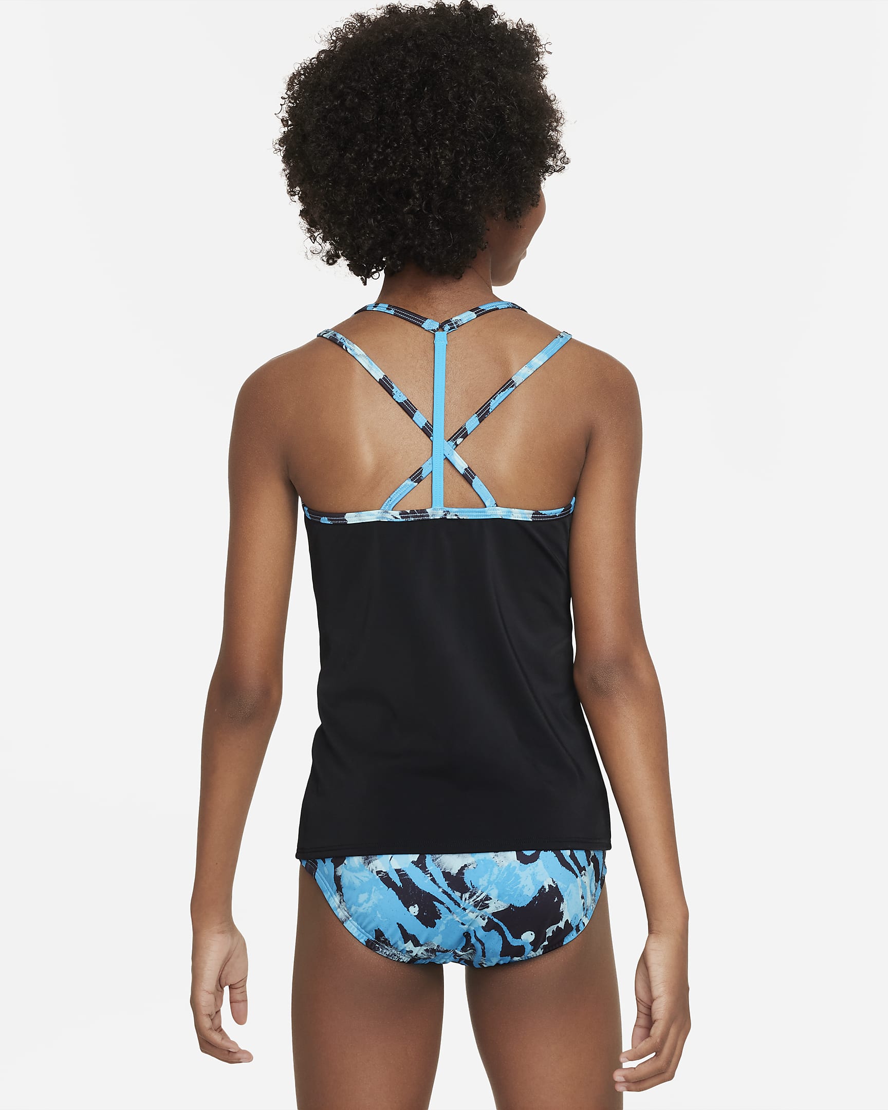 Conjunto de tankini de espalda cruzada para niña talla grande Nike - Azul relámpago