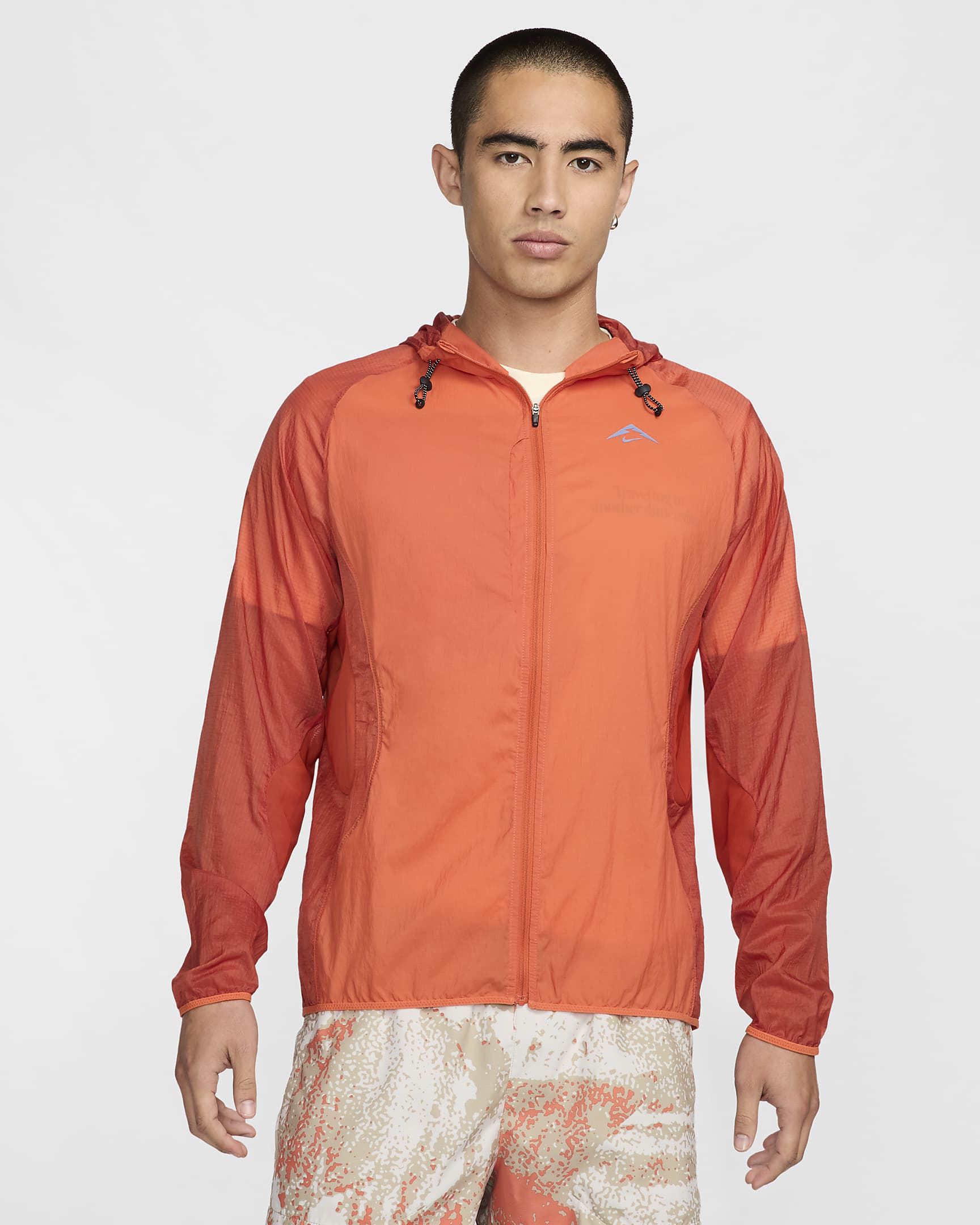 เสื้อแจ็คเก็ตวิ่งผู้ชาย Nike Trail Aireez - Vintage Coral/Dragon Red/ดำ