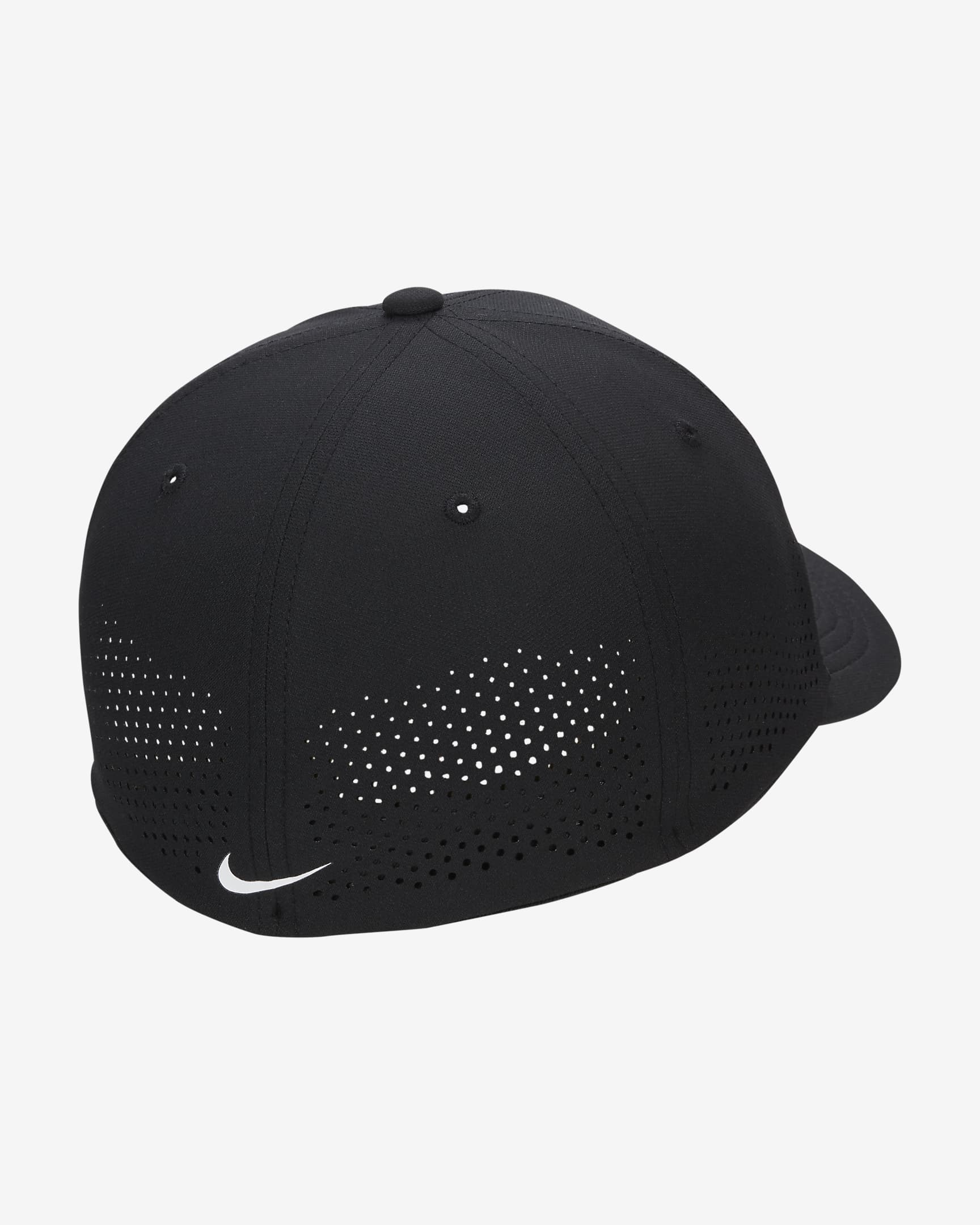 Gorra SwooshFlex estructurada Nike Dri-FIT ADV Rise - Negro/Antracita/Blanco