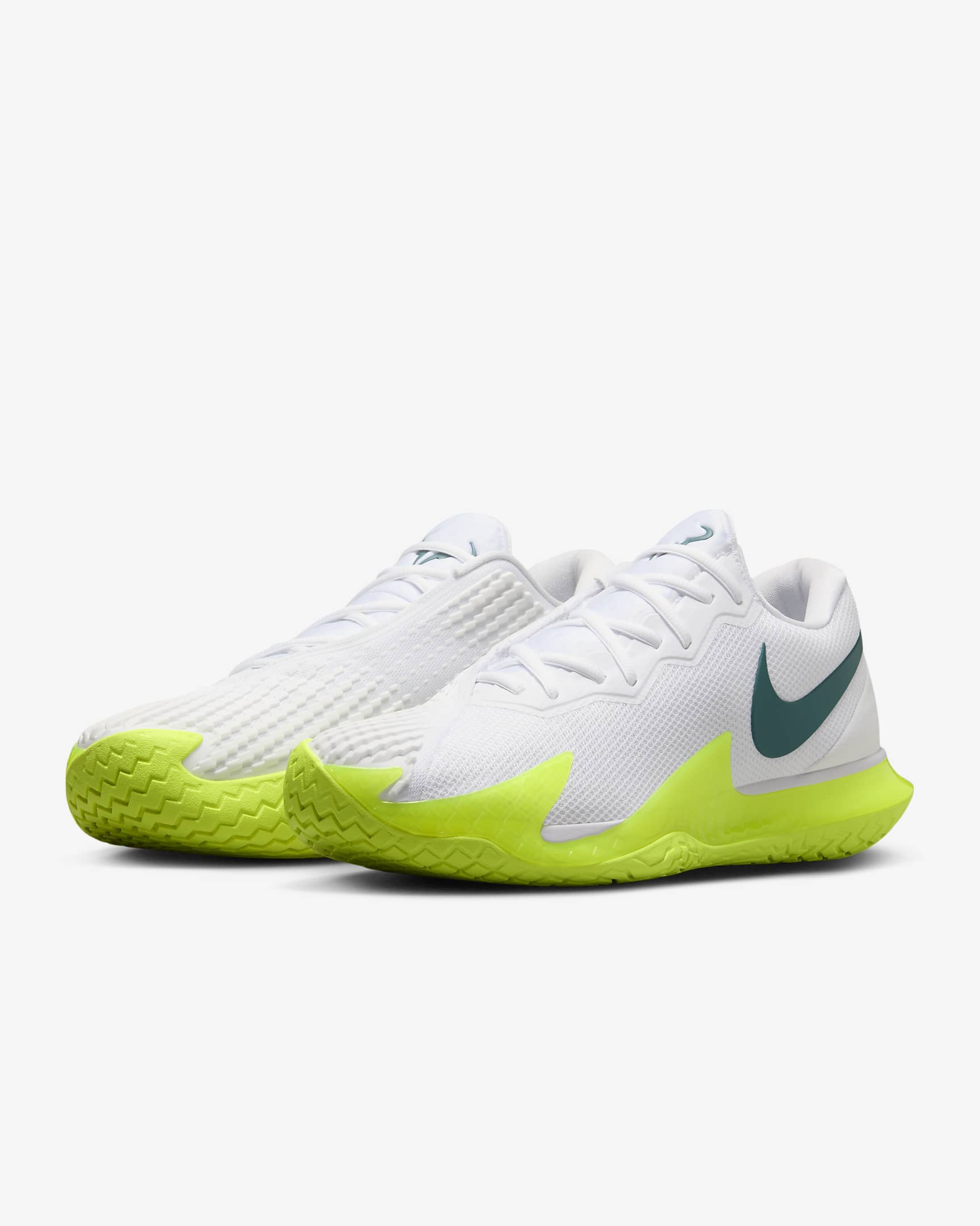 NikeCourt Zoom Vapor Cage 4 Rafa Sert Kort Erkek Tenis Ayakkabısı - Beyaz/Volt/Geode Teal