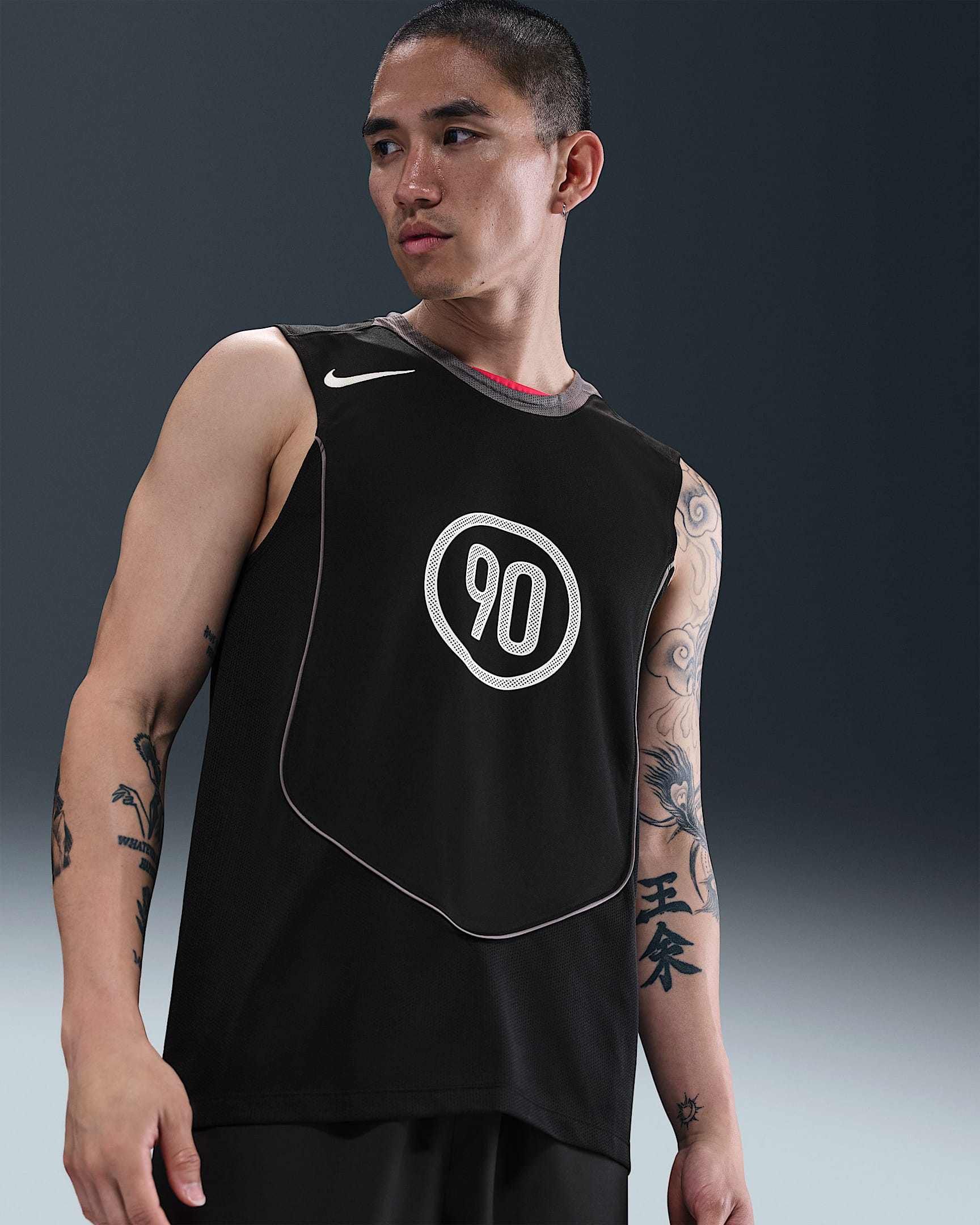 Nike Total 90 Men's Dri-FIT Sleeveless Football Top - Black/Light Graphite/Gym Red/Sail