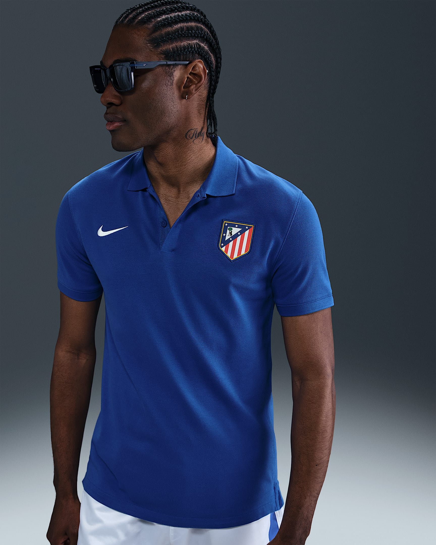 Atlético Madrid The Nike Polo Men's Nike Dri-FIT Football Polo - Game Royal/White