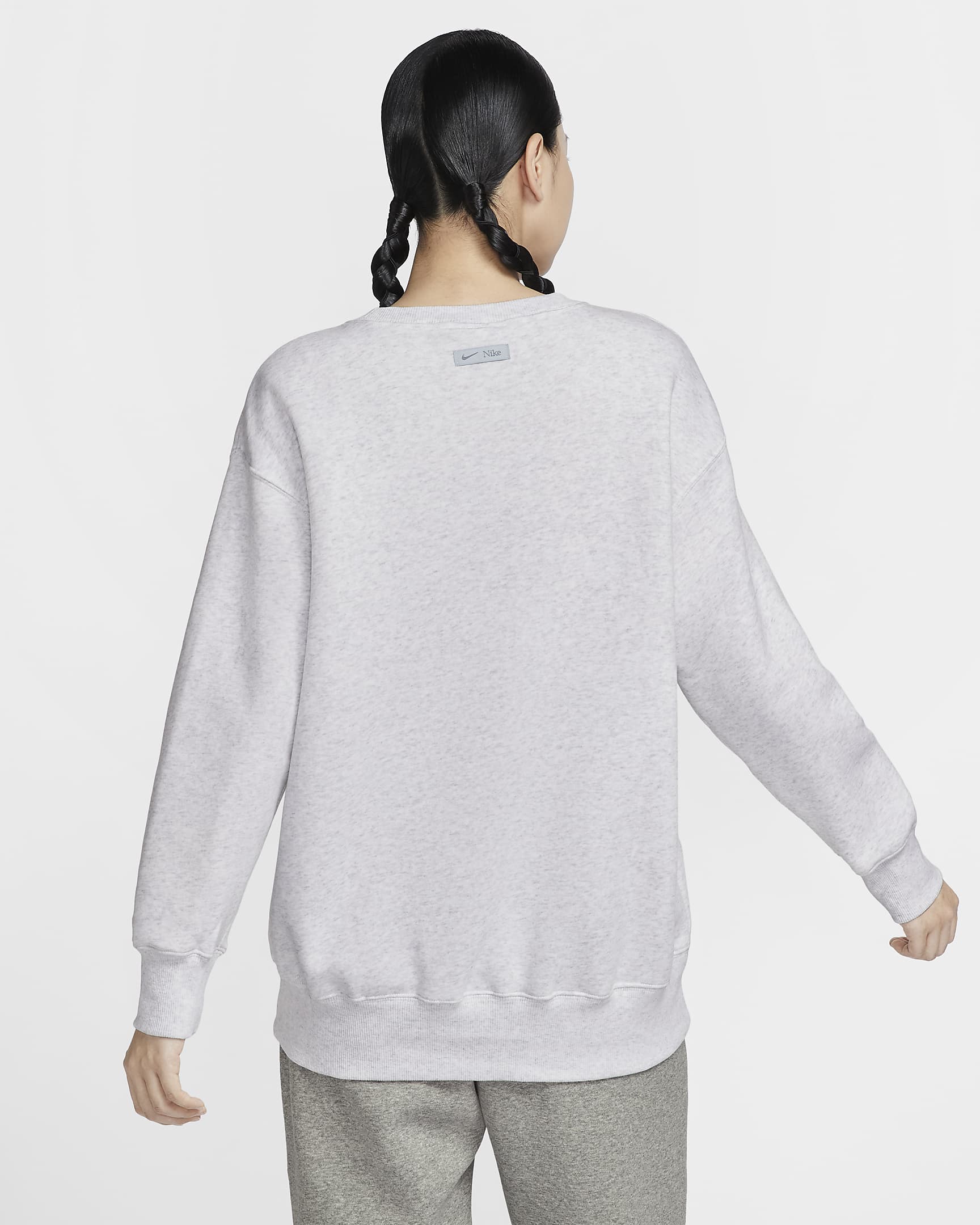 Nike Sportswear Phoenix Fleece Women's Oversized Crew-Neck Logo Sweatshirt - Birch Heather/Ashen Slate/Light Armoury Blue