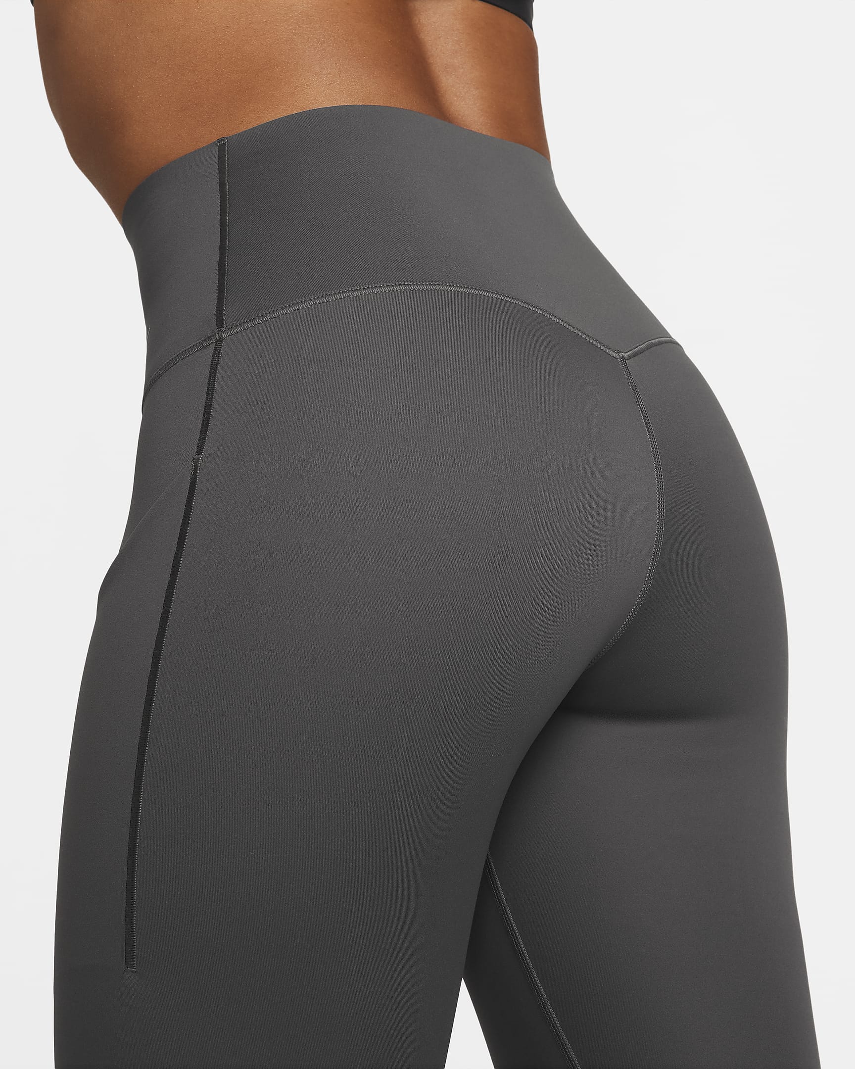 Leggings de 7/8 de tiro alto y sujeción media con bolsillos para mujer Nike Universa - Ceniza medio/Negro