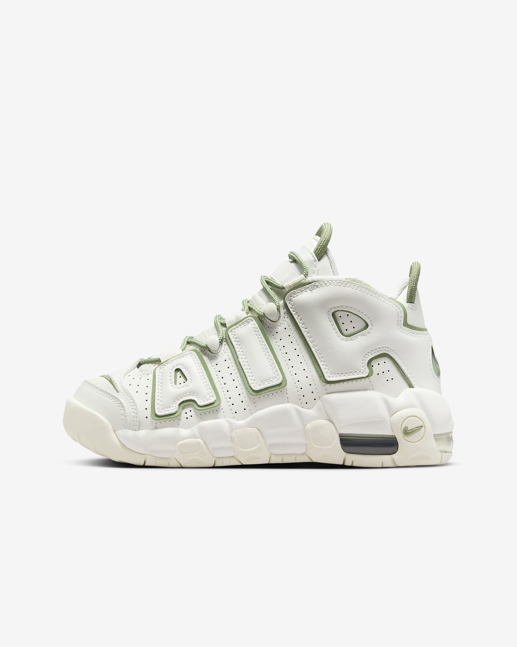 Tenis para niños grandes Nike Air More Uptempo - Vela/Verde aceite