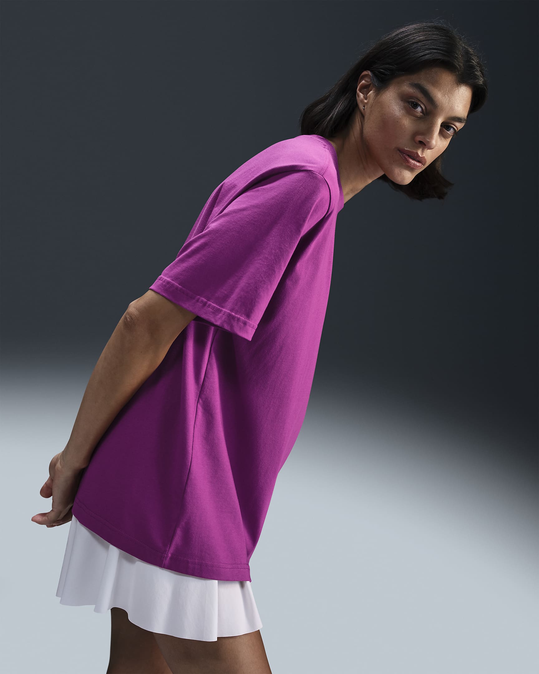 Nike Sportswear Essential Women's T-Shirt - Hot Fuchsia/White