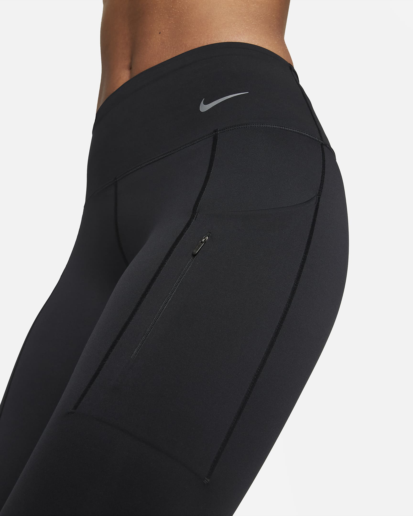 Nike Go Women's Firm-Support Mid-Rise 7/8 Leggings with Pockets - Black/Black