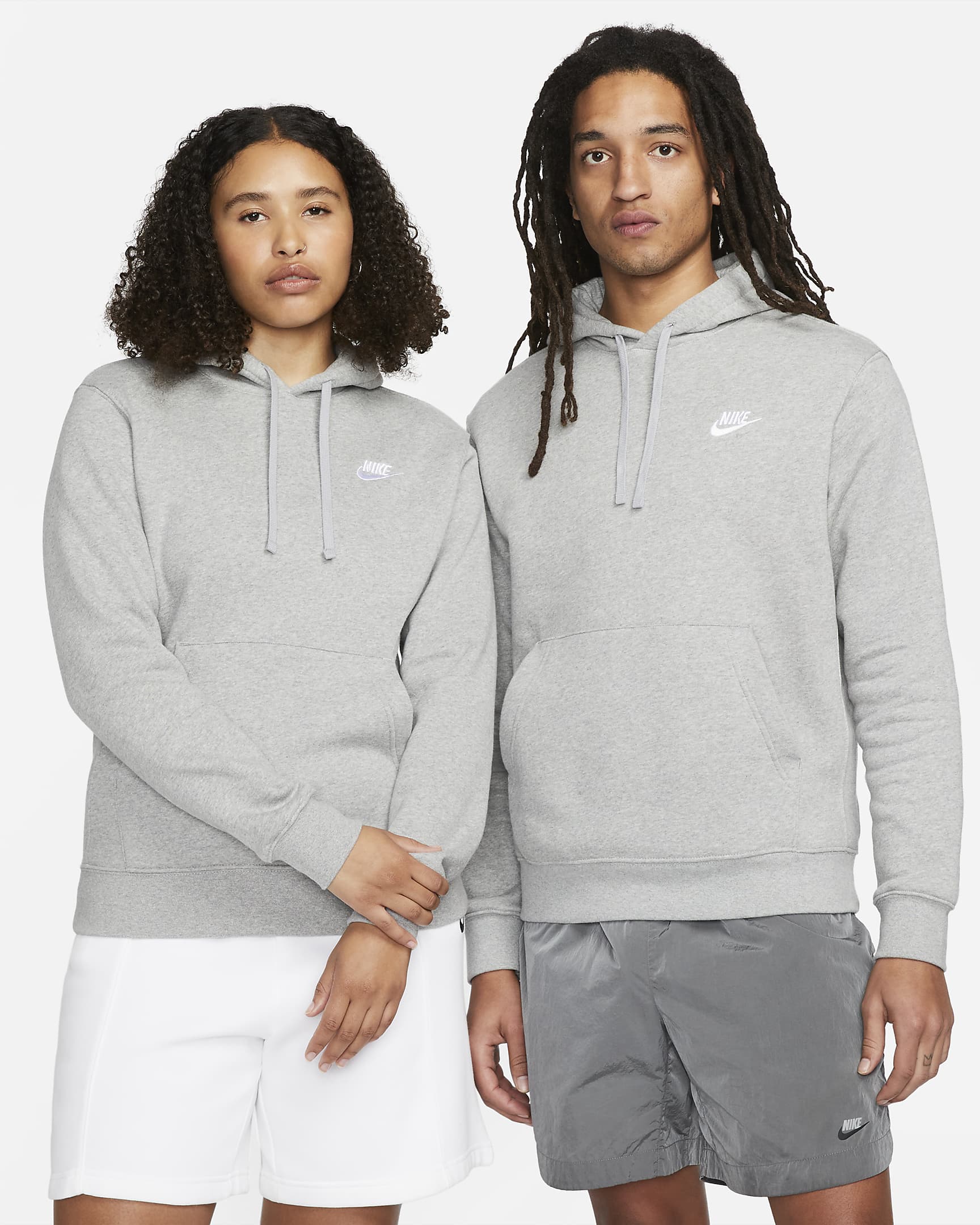 Huvtröja Nike Sportswear Club Fleece  - Dark Grey Heather/Matte Silver/Vit