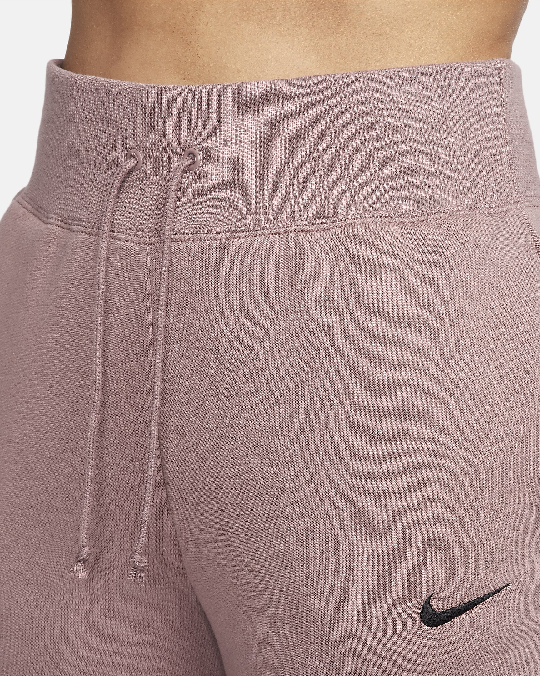 Joggers de tiro alto para mujer Nike Sportswear Phoenix Fleece - Malva humeante/Negro