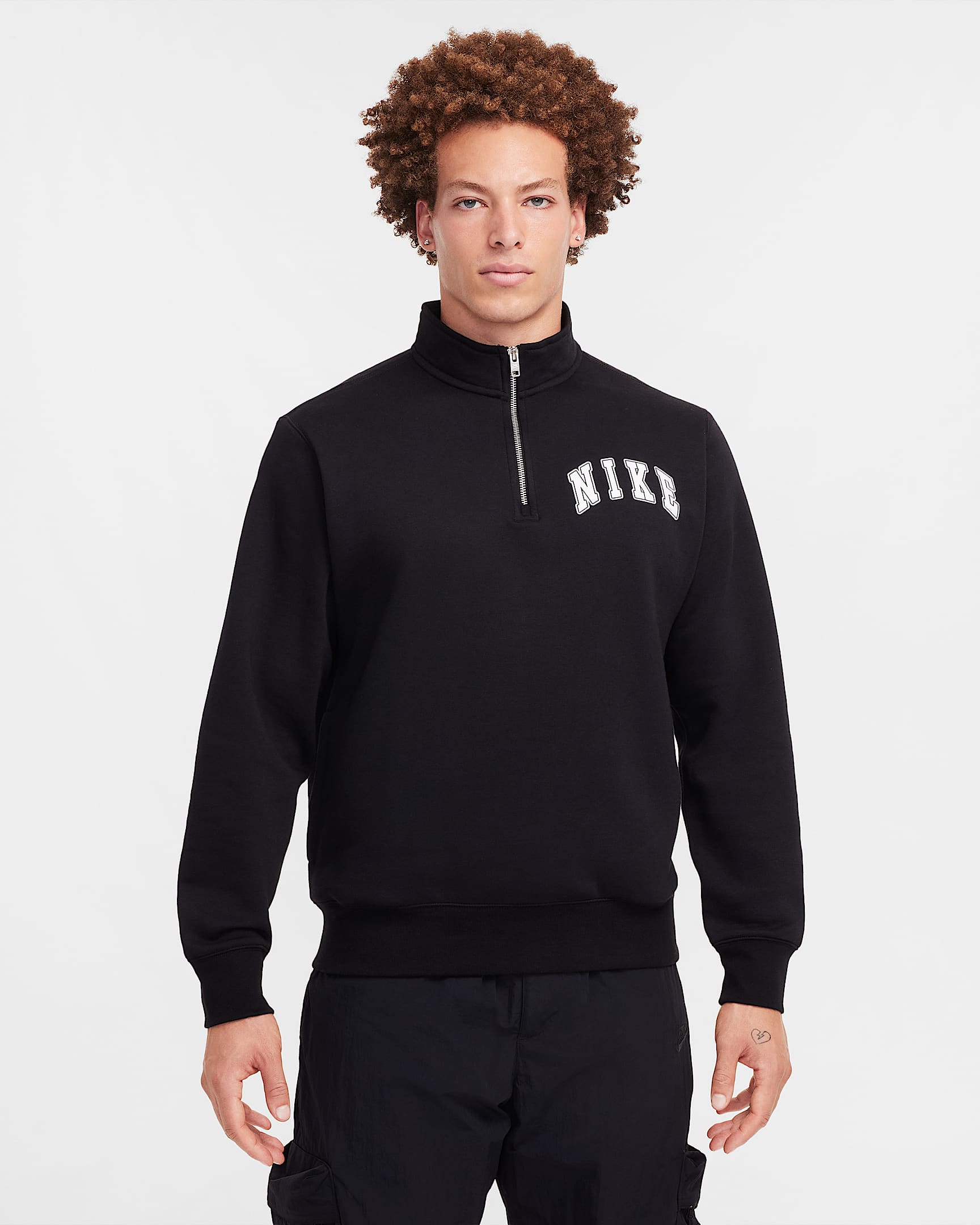 Nike Club Sudadera de tejido Fleece con cierre de 1/4 para hombre - Negro/Blanco