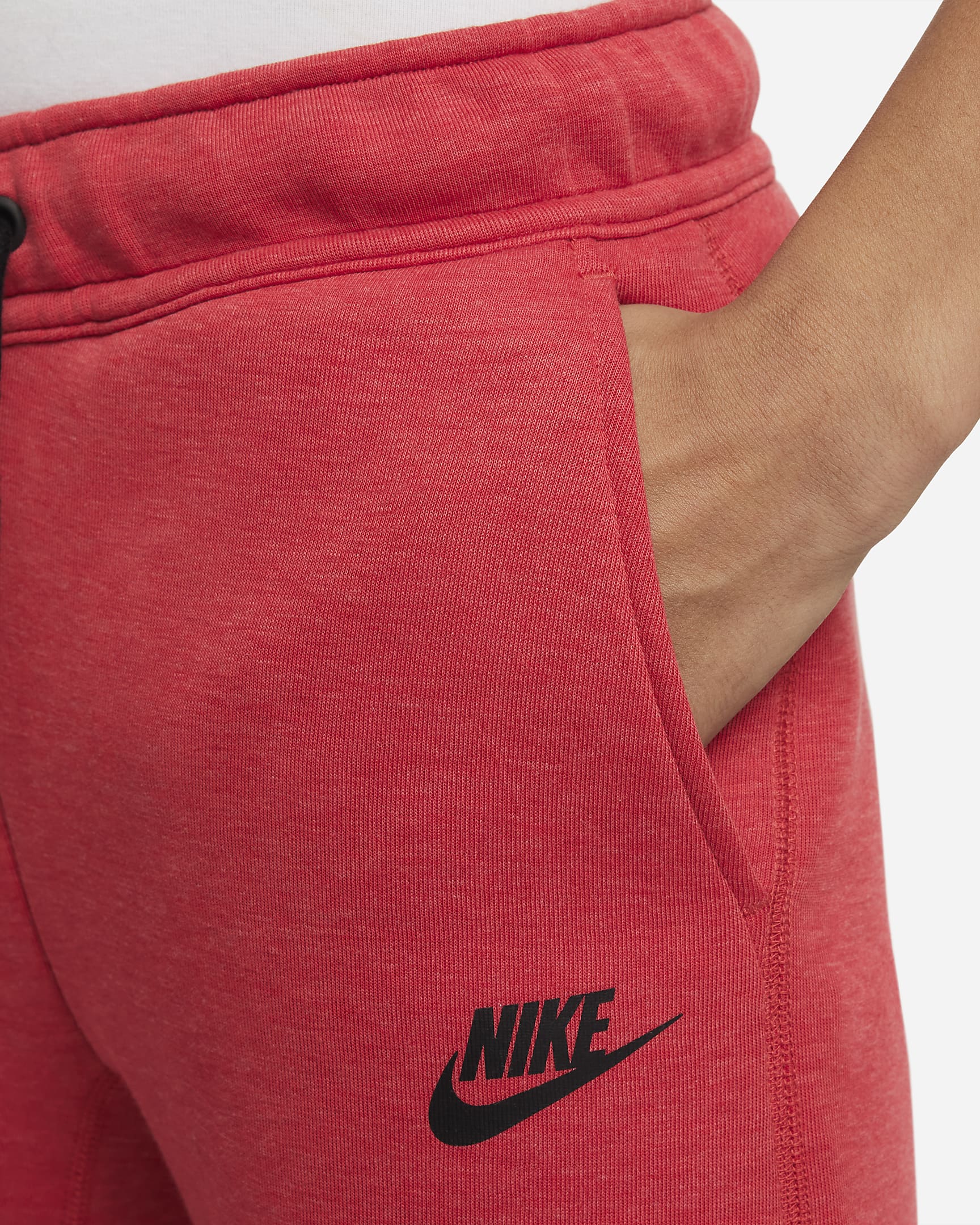 Nike Sportswear Tech Fleece Older Kids' (Boys') Trousers - Light University Red Heather/Black/Black
