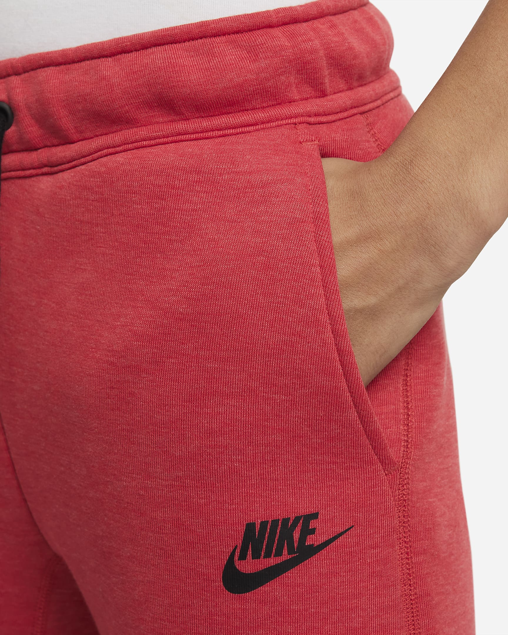 Nike Sportswear Tech Fleece jongensbroek - Light University Red Heather/Zwart/Zwart