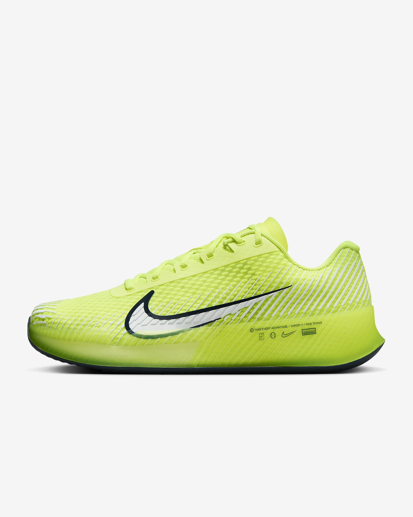 Chaussure de tennis pour terre battue NikeCourt Air Zoom Vapor 11 pour homme - Volt/Armory Navy/Blanc