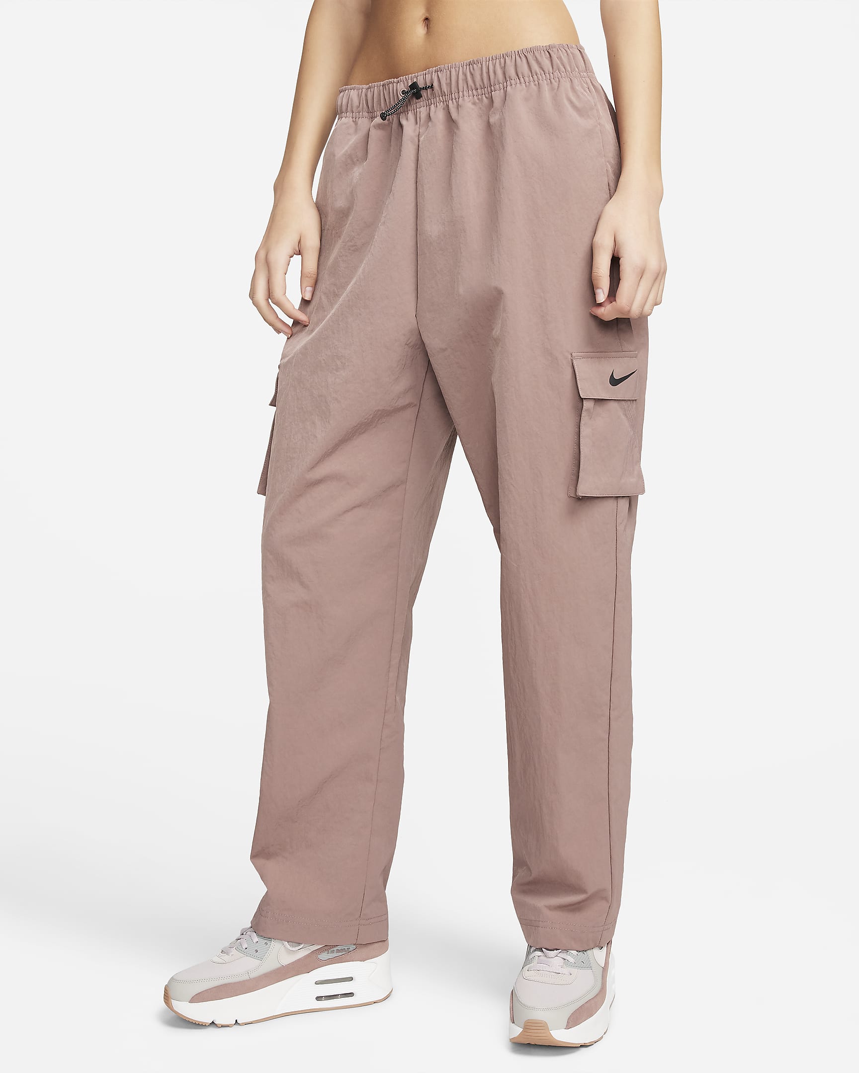 Nike Sportswear Essential Cargo-Webhose mit hohem Bund für Damen - Smokey Mauve/Schwarz