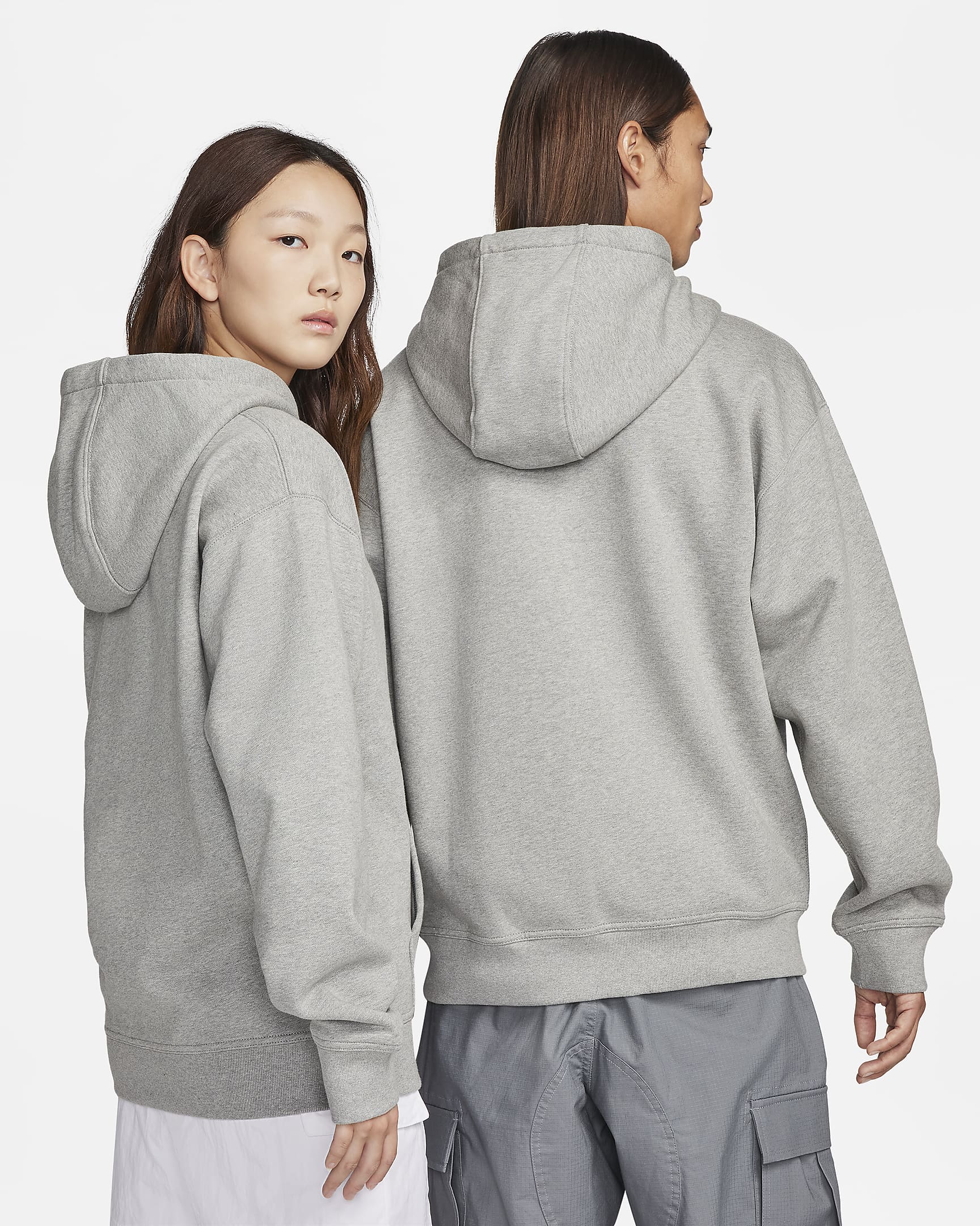 Nike SB Fleece Pullover Skate Hoodie - Dark Grey Heather/White