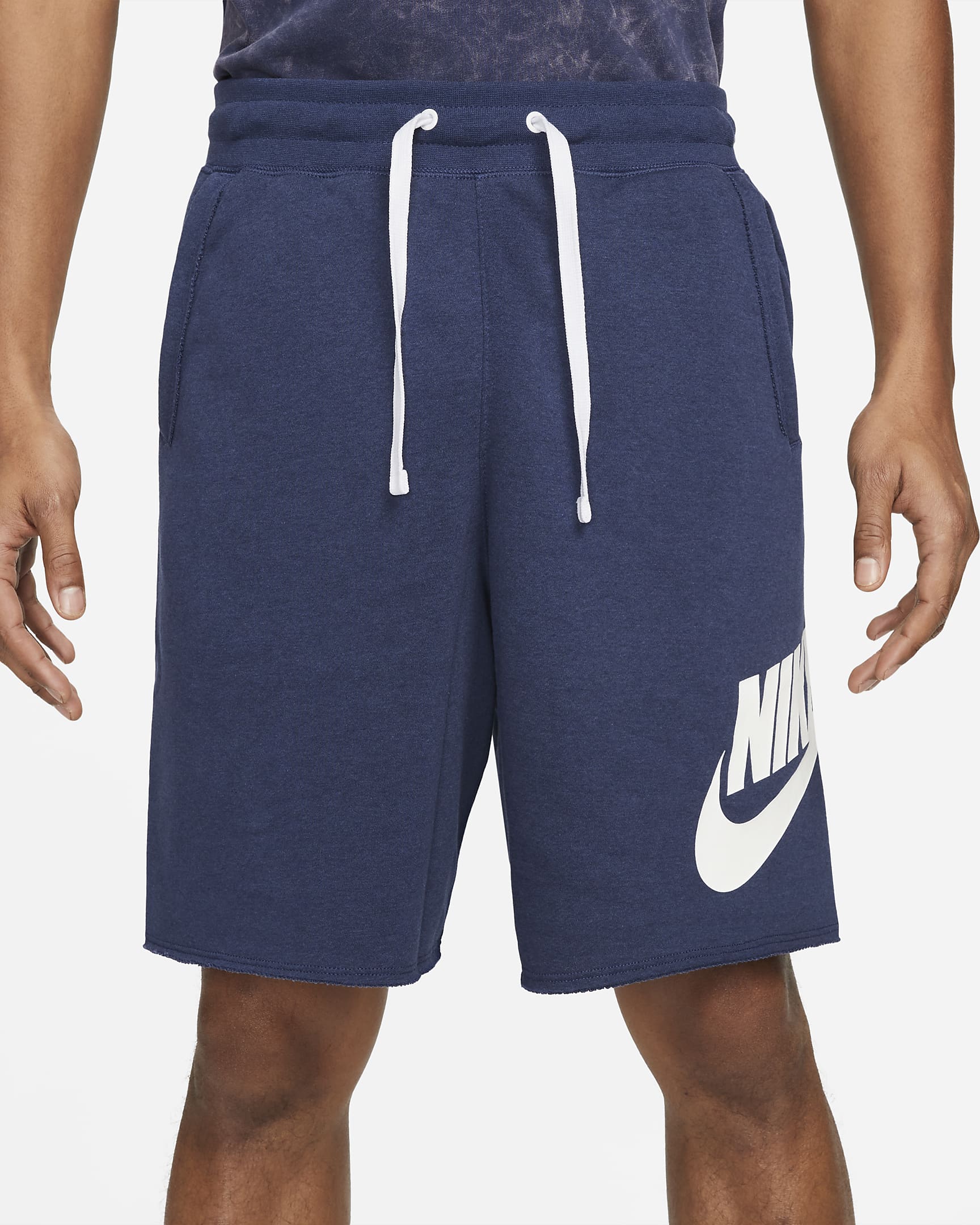 Nike Club Alumni Men's French Terry Shorts - Midnight Navy/White/White