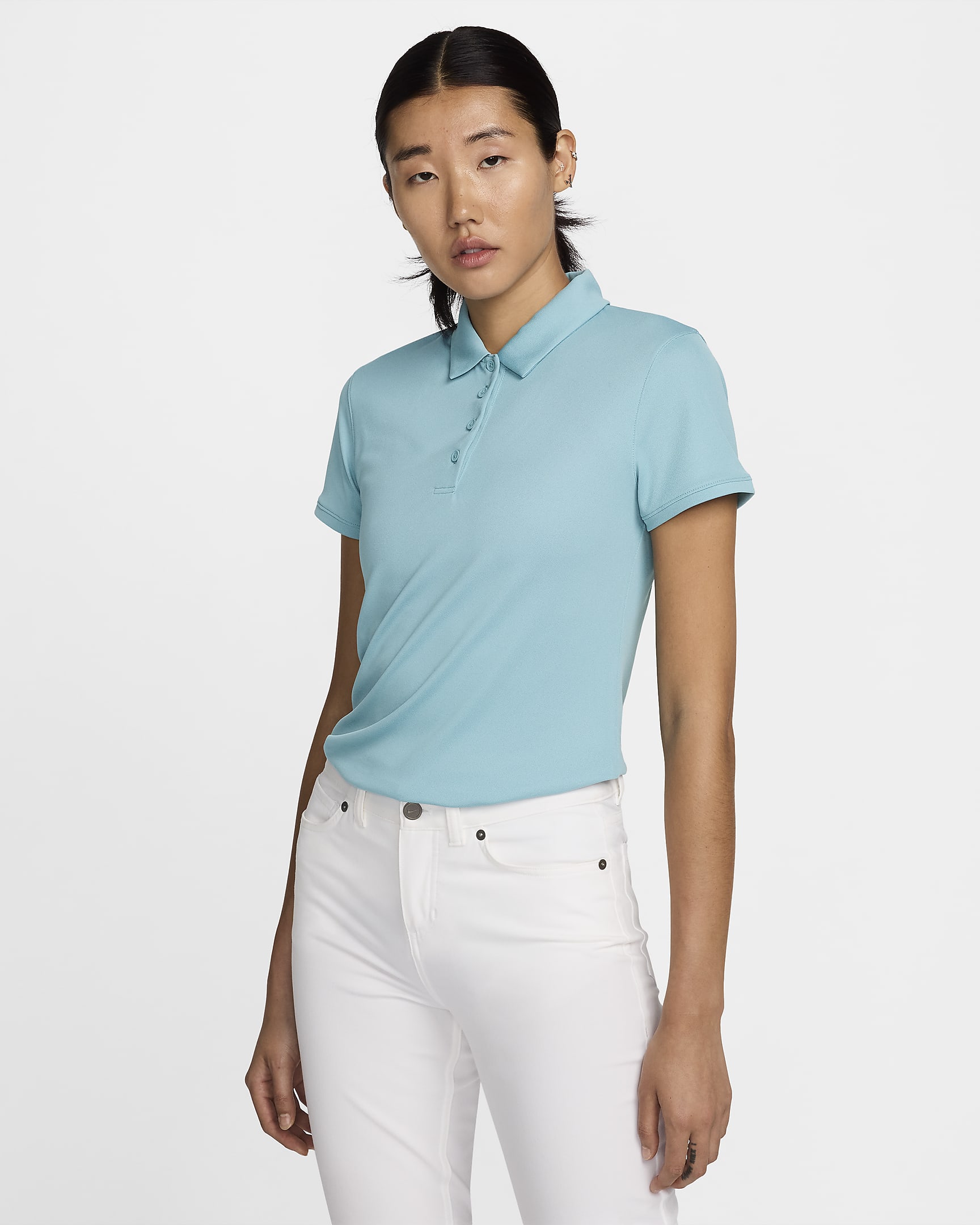 Nike Dri-FIT Victory Women's Golf Polo - Denim Turquoise/White