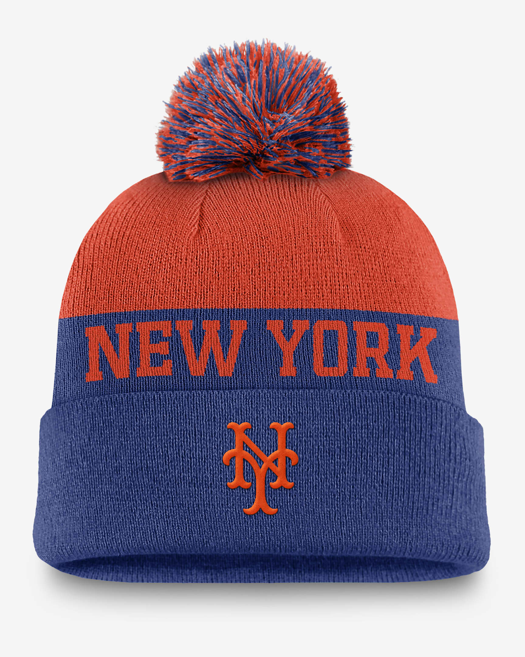 New York Mets Rewind Peak Men's Nike MLB Cuffed Pom Beanie - Royal