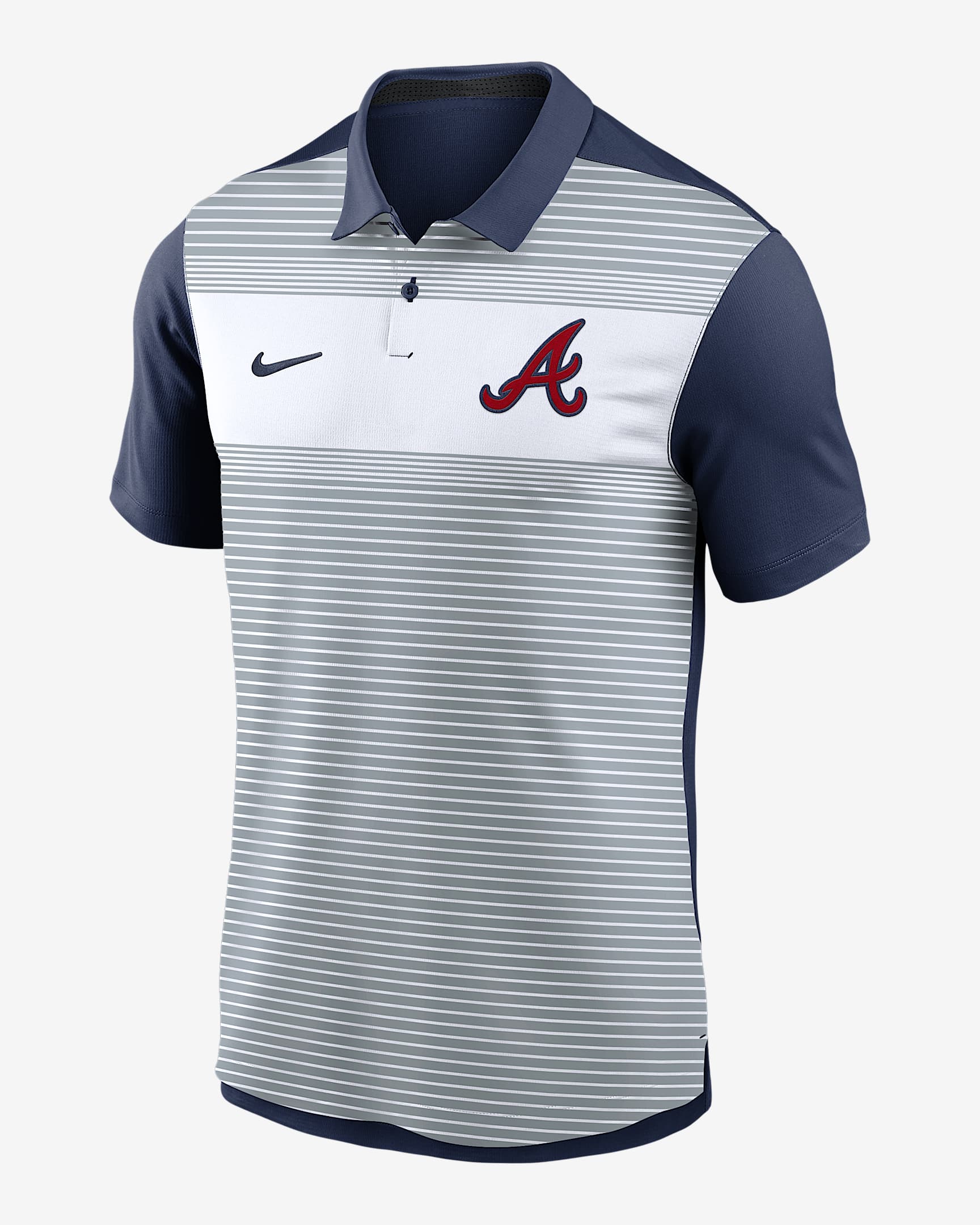 Atlanta Braves Striped Vapor Polo Men's Nike Dri-FIT MLB Polo - Grey