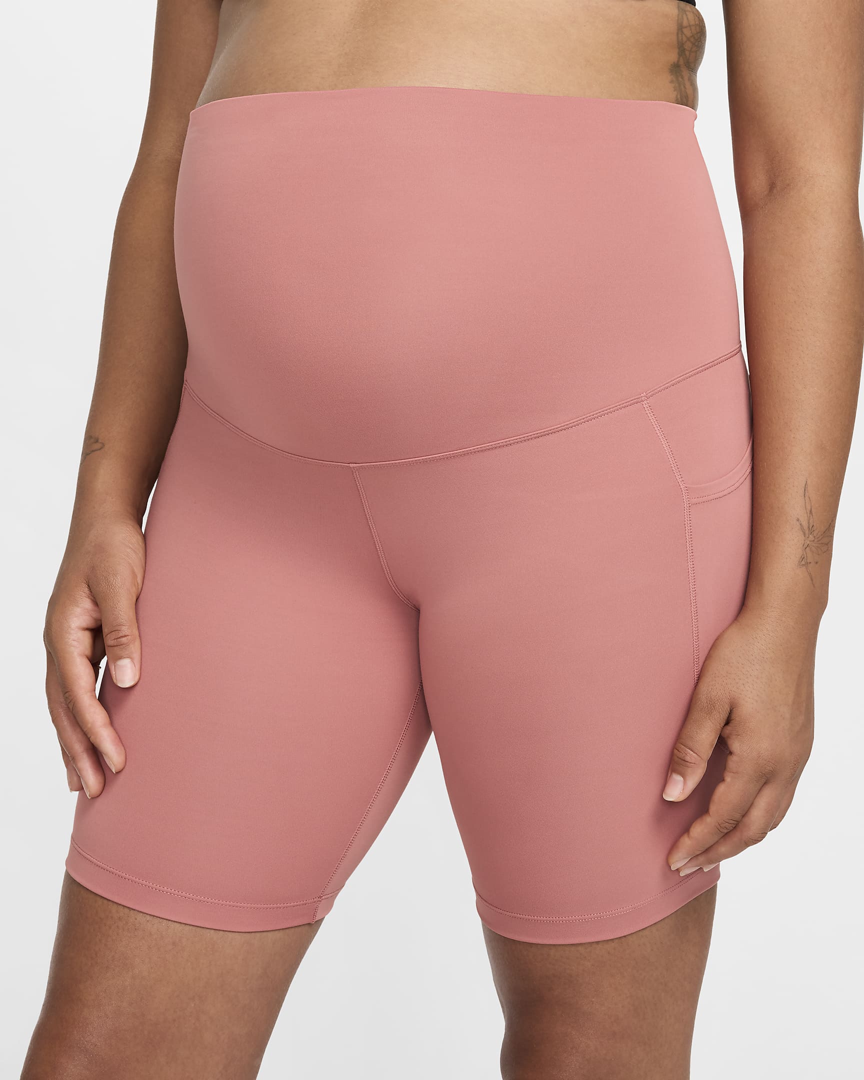 Nike (M) One Women's Dri-FIT High-Waisted 20.5cm (approx.) Biker Shorts With Pockets (Maternity) - Canyon Pink