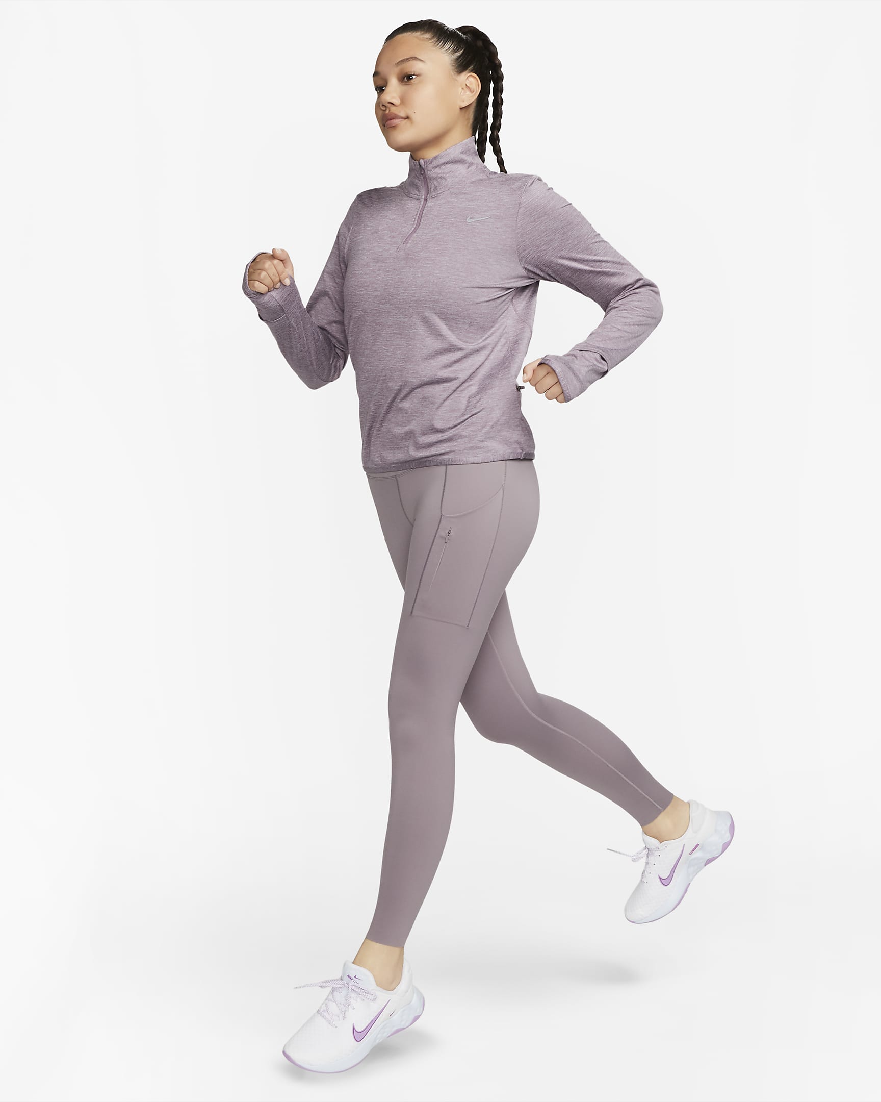 Nike Dri-FIT Swift UV Women's 1/4-Zip Running Top - Violet Dust/Pewter/Heather