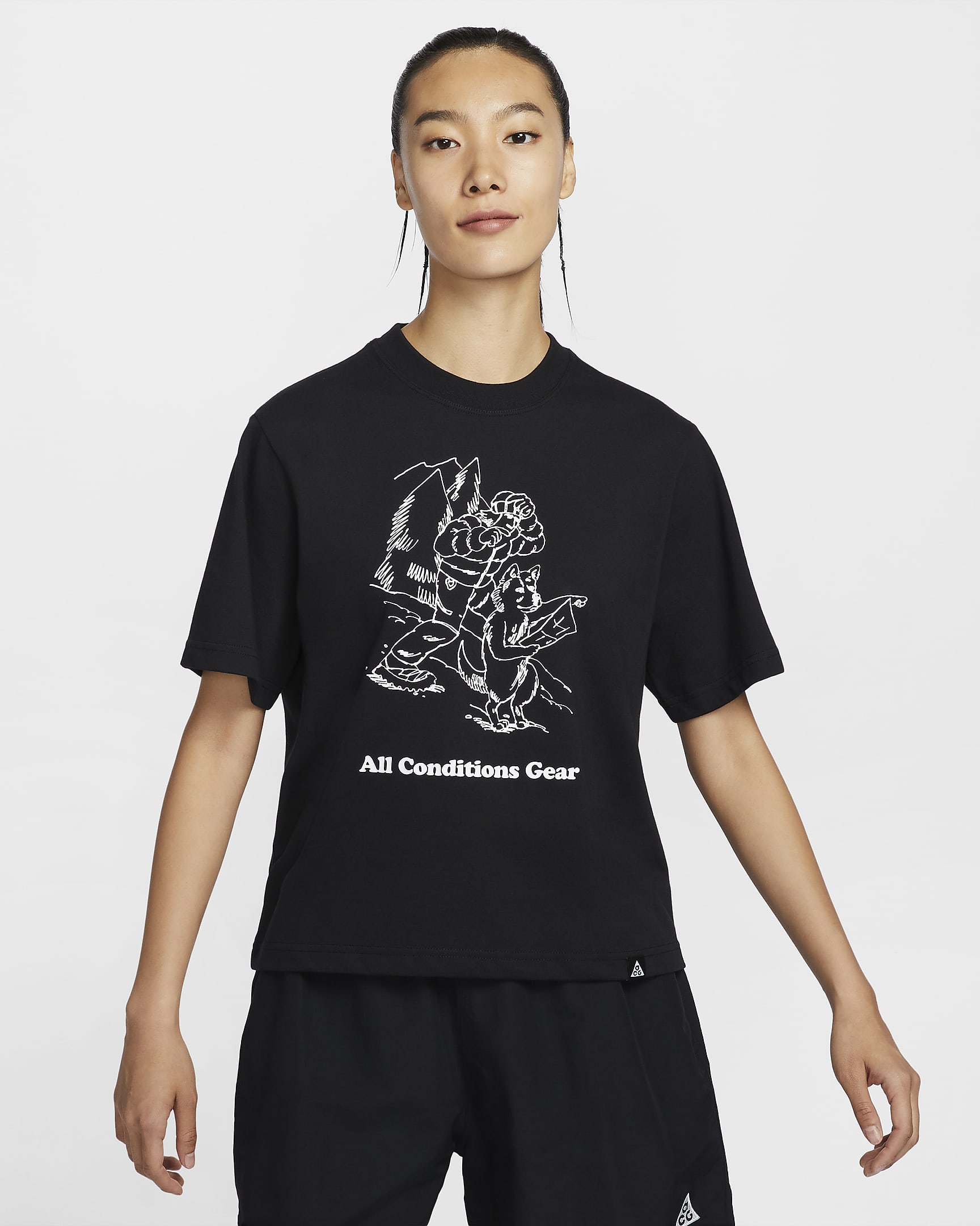 Nike ACG 女款寬鬆圖樣 T 恤 - 黑色