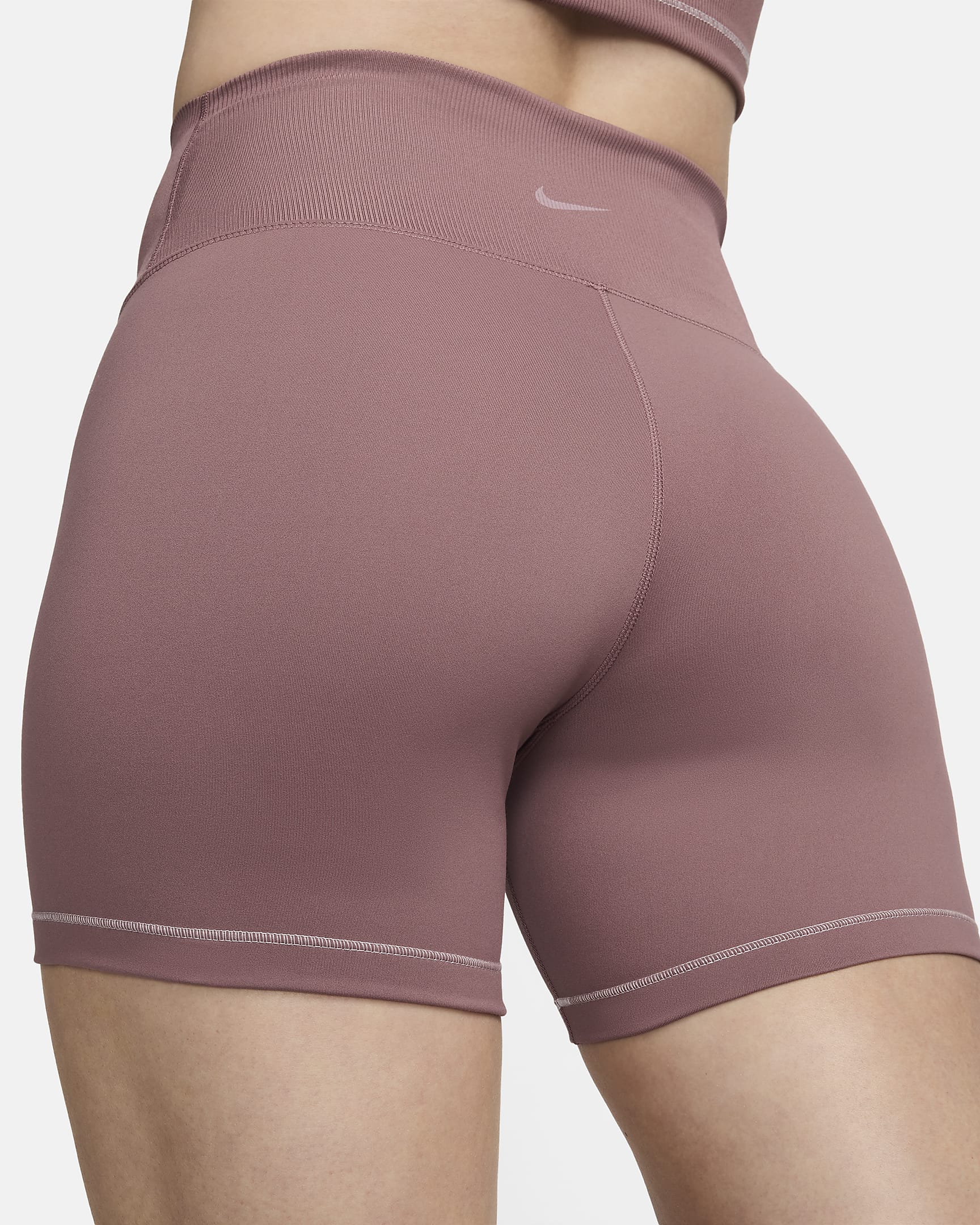 Nike One Rib Women's High-Waisted 5" Biker Shorts - Smokey Mauve/White