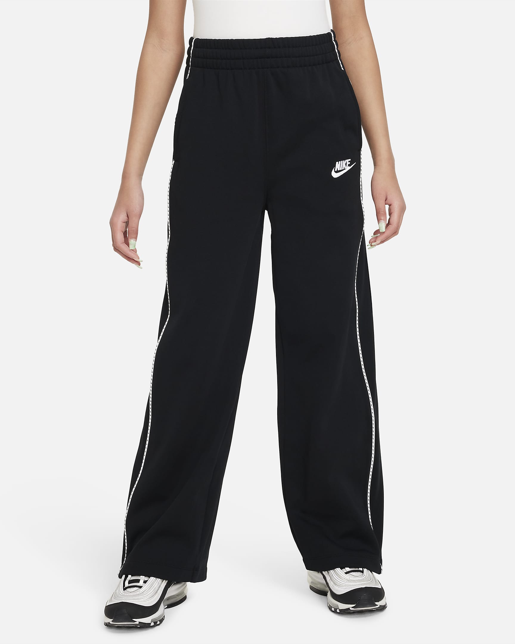 Nike Sportswear-tracksuit til større børn (piger) - sort/sort/hvid/hvid