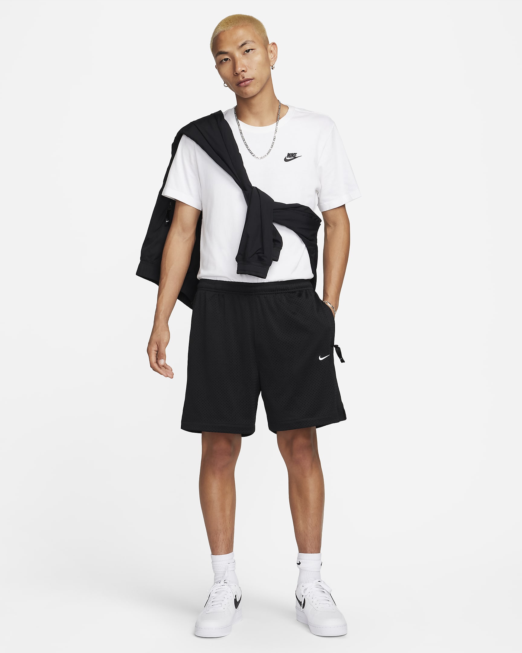 Short en mesh Nike Sportswear Swoosh pour homme - Noir/Blanc