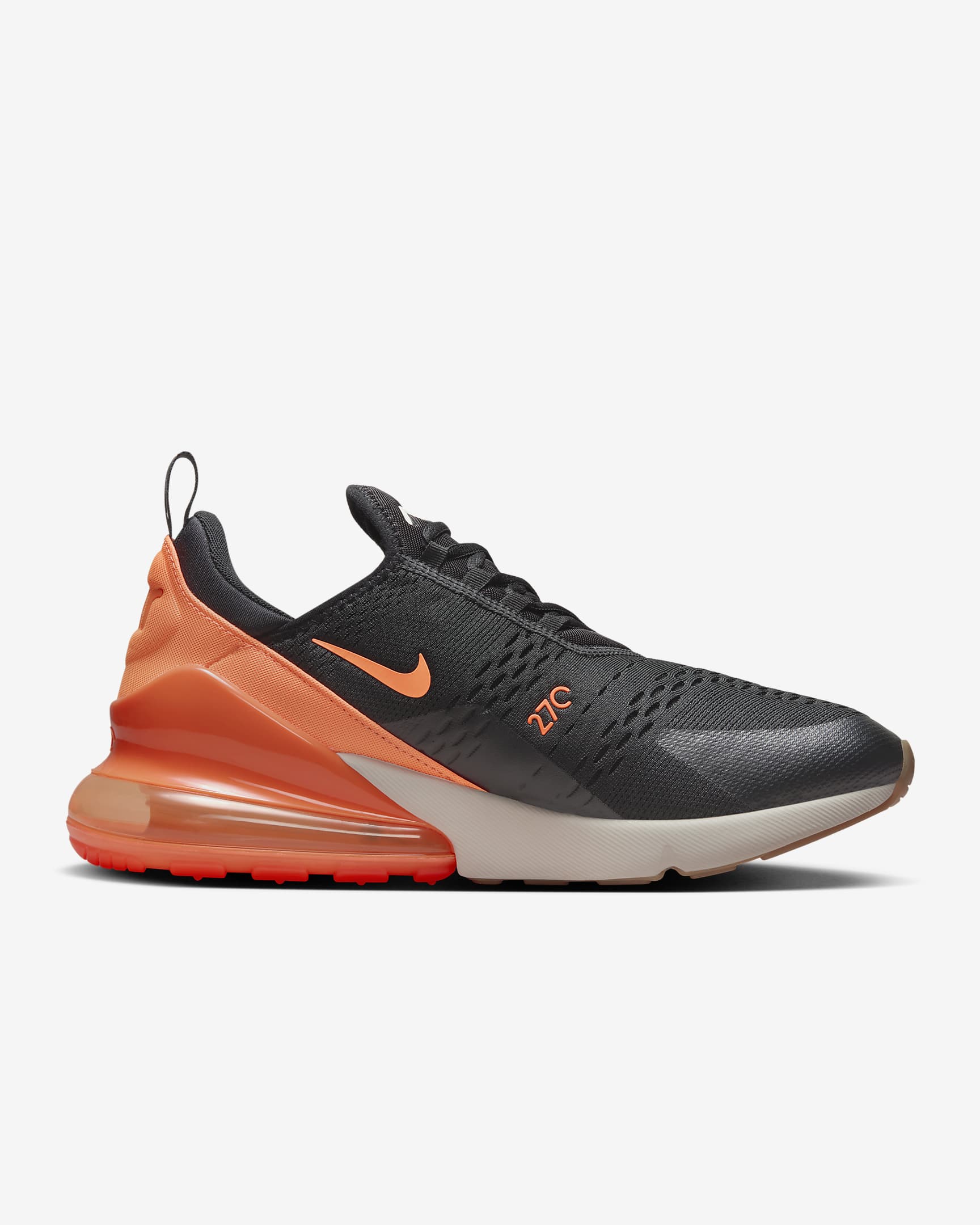 Tenis para hombre Nike Air Max 270 - Negro/Carmesí brillante/Fantasma/Naranja total