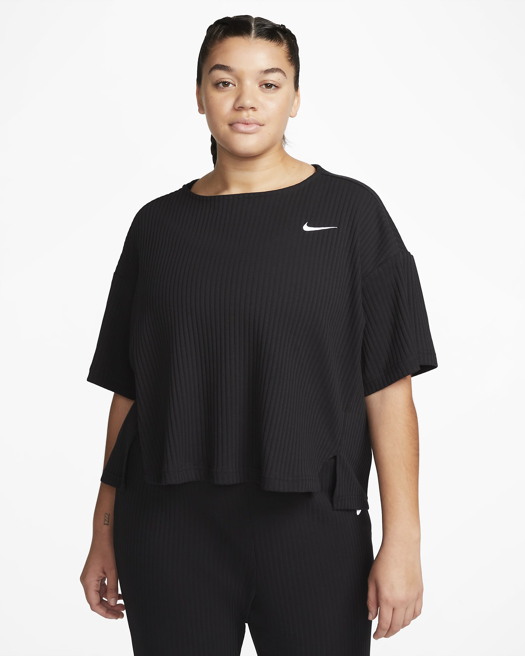 Nike Sportswear Women's Ribbed Jersey Short-Sleeve Top (Plus Size). Nike BG
