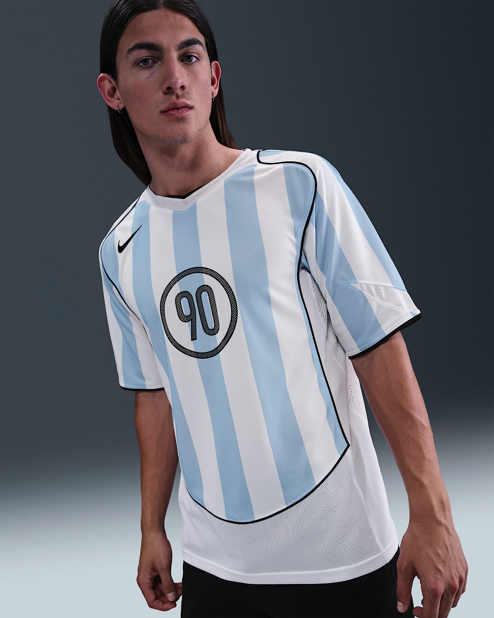 Jersey de fútbol Dri-FIT para hombre Nike Total 90 - Azul psíquico/Blanco/Negro/Negro