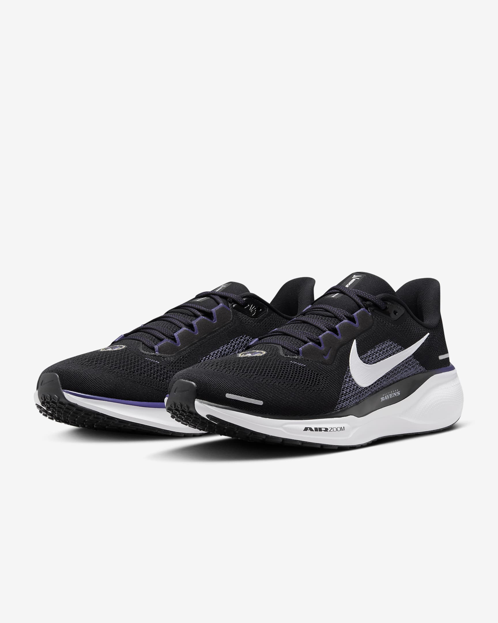 Nike Pegasus 41 NFL Baltimore Ravens Men's Road Running Shoes - Black/White/New Orchid/White