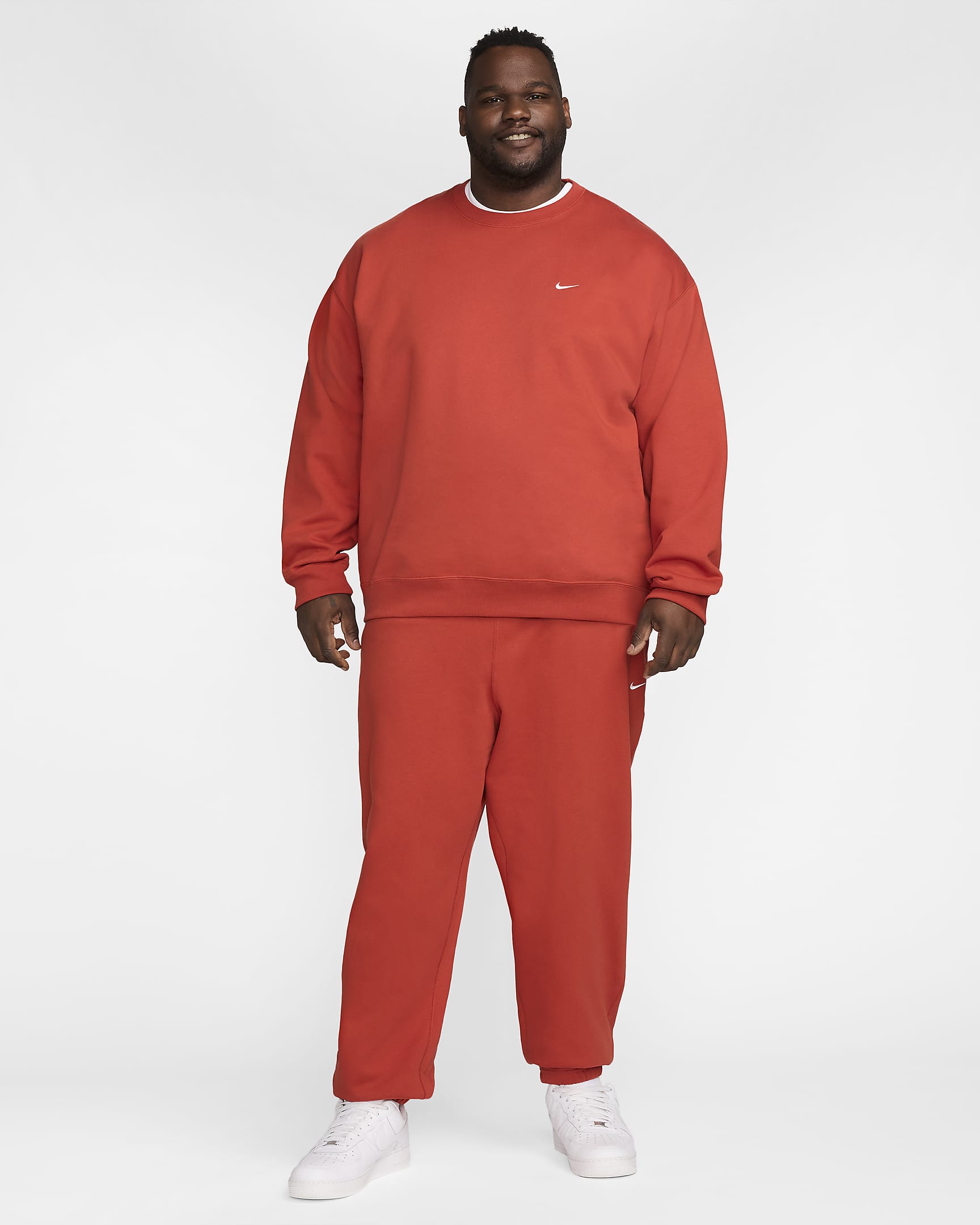 Nike Solo Swoosh Men's Fleece Crew - Dragon Red/White