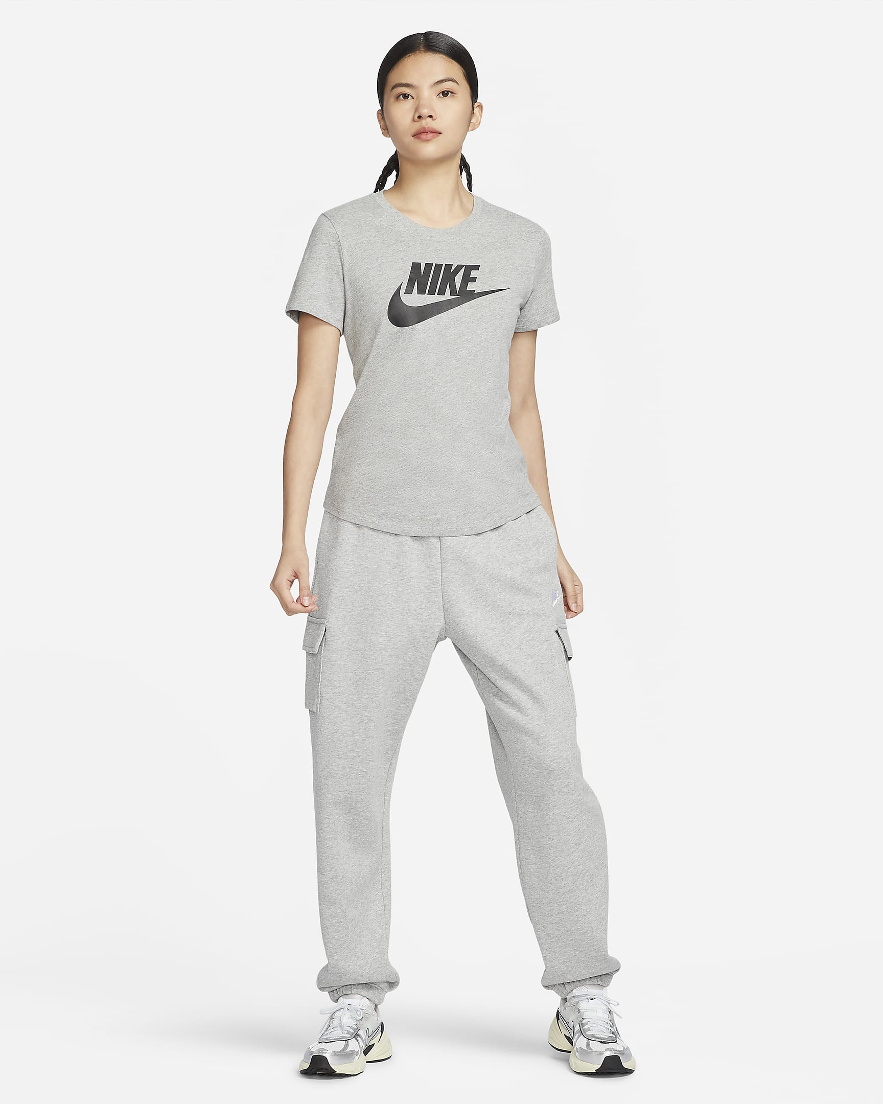 Nike Sportswear Essentials Women's Logo T-Shirt - Dark Grey Heather/Black