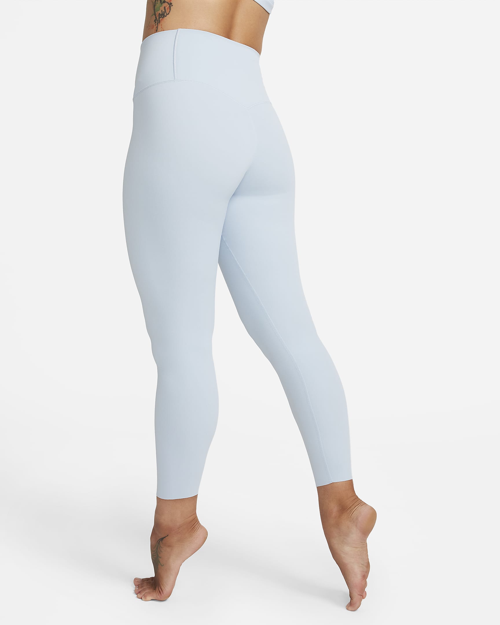 Leggings a 7/8 de cintura subida e suporte ligeiro Nike Zenvy para mulher - Azul Armony claro/Preto