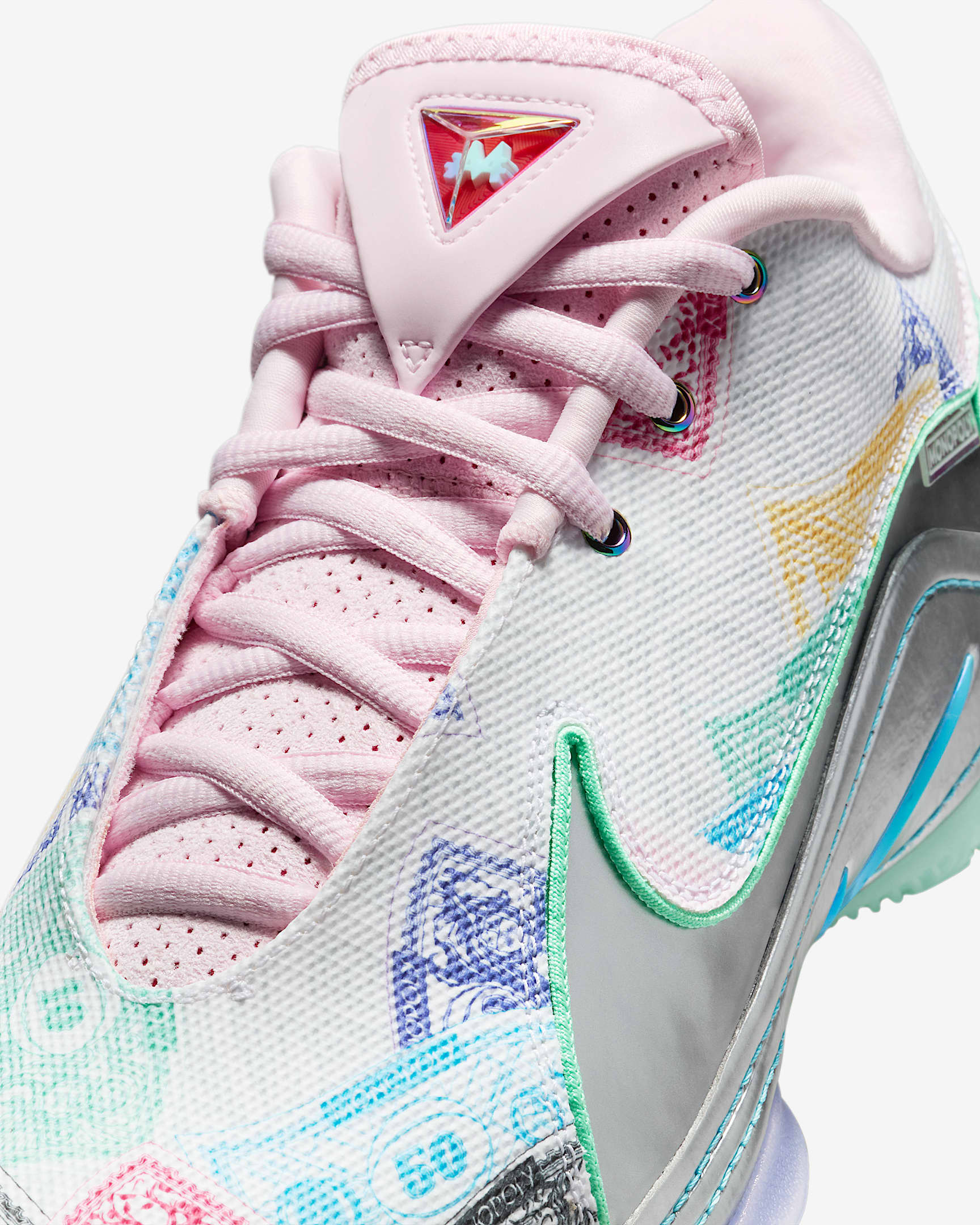 LeBron XXII "Currency" Basketball Shoes - White/Green Glow/Pink Foam/Baltic Blue