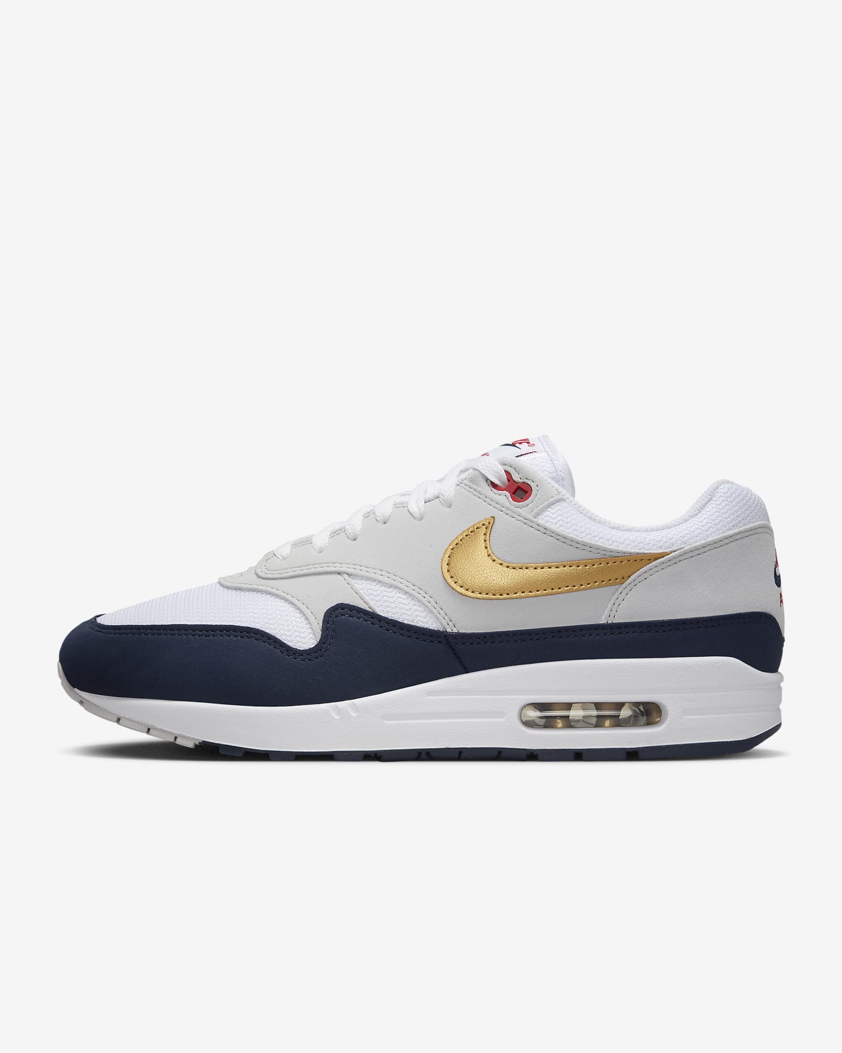 Sapatilhas Nike Air Max 1 para homem - Obsidian/Branco/Cinzento Smoke claro/Dourado metalizado