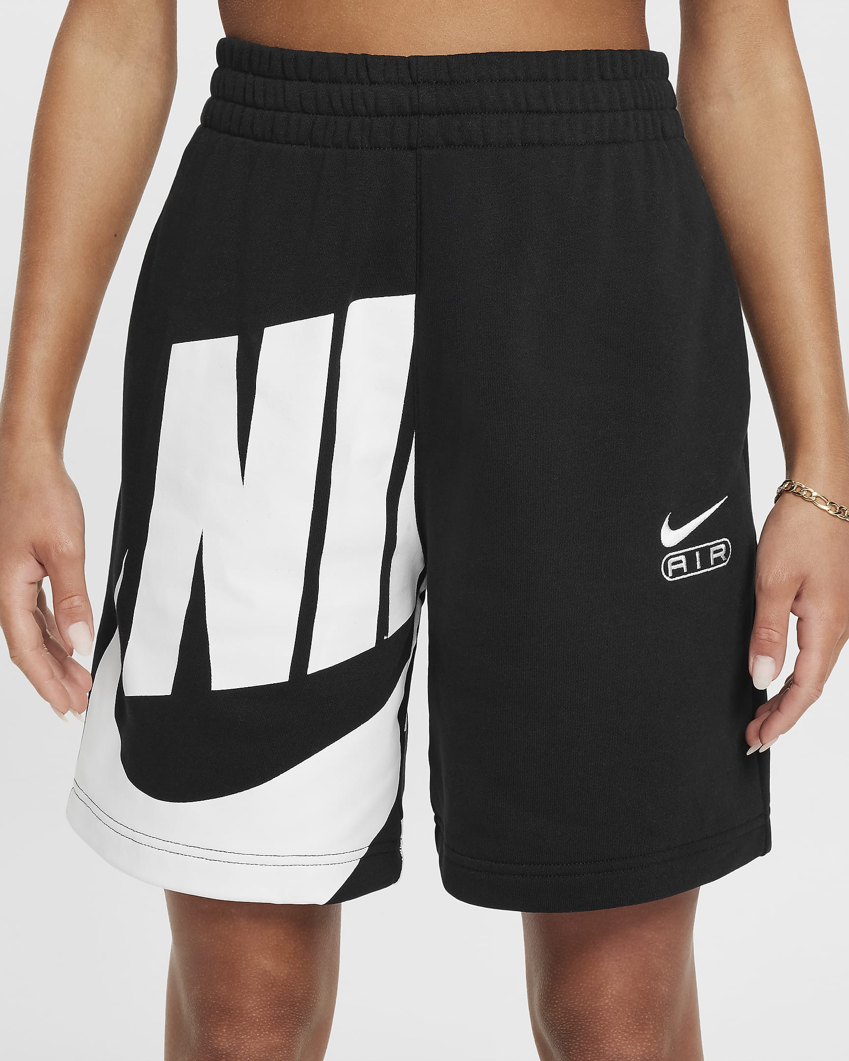 Nike Air Girls' French Terry Shorts - Black/White