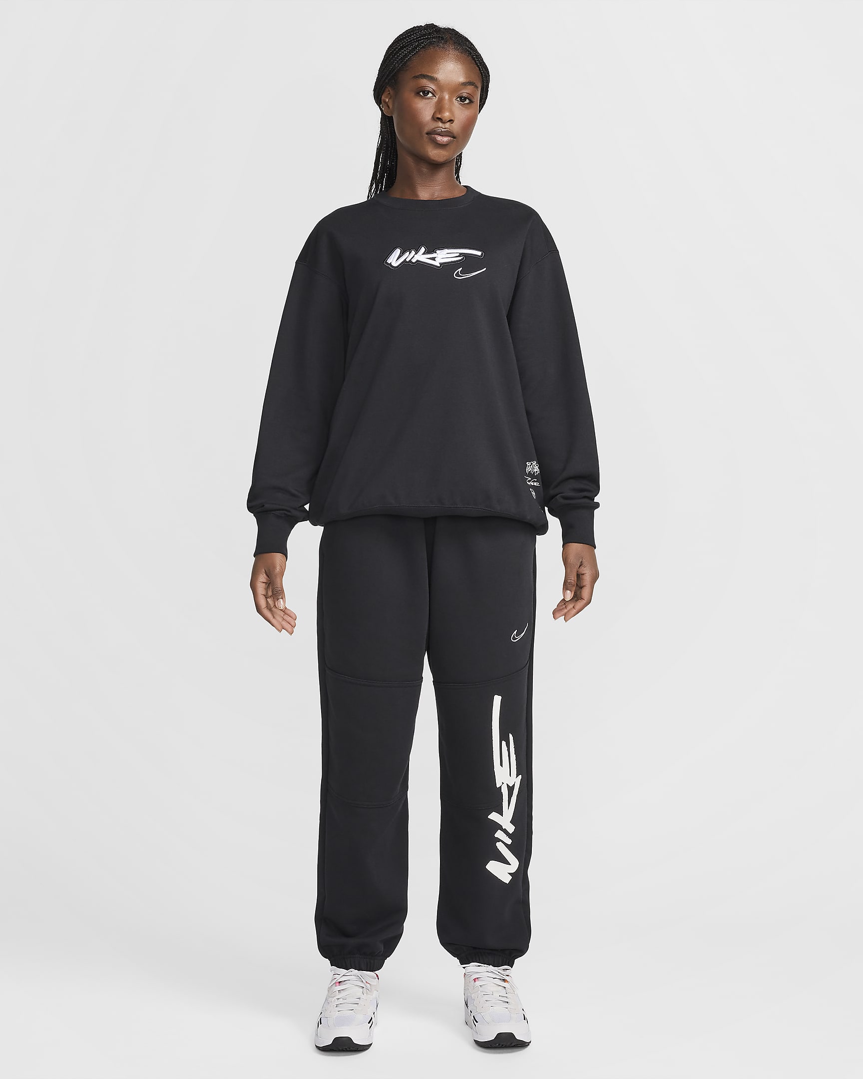 Nike Sportswear Breaking weites Oberteil aus French Terry (Damen) - Schwarz